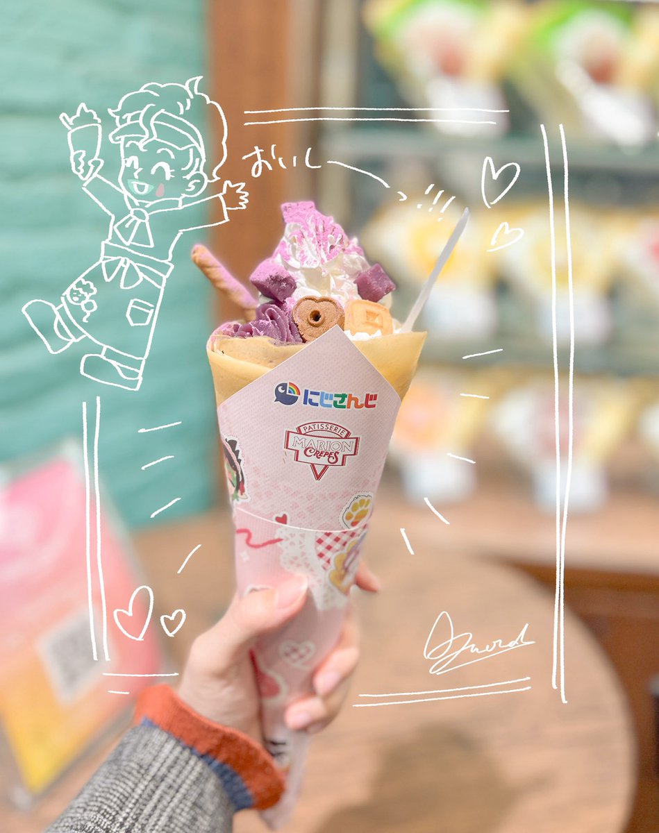 aaaaa_mond_2's tweet photo. クレープおいしかったー！
作るのすごい大変そうだった…笑
店員さんありがとう🥹

#にじマリオンクレープ
#ジョー設展 https://t.co/k0Svc0xrVA