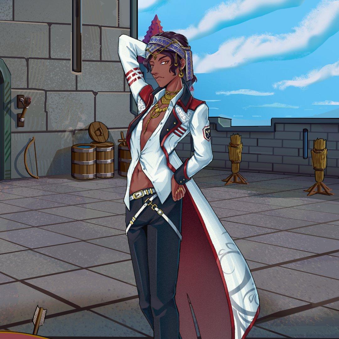 TL9CAT's tweet image. Amid Al-Takar is the sixteenth child of the Amir of the desert state of Takar. He’s convinced of his own greatness. A shame others lack the sense to see his superiority. Though if asked what he excels at, he couldn’t say.
#game #visualnovel #gamedev #indiegame #itchio