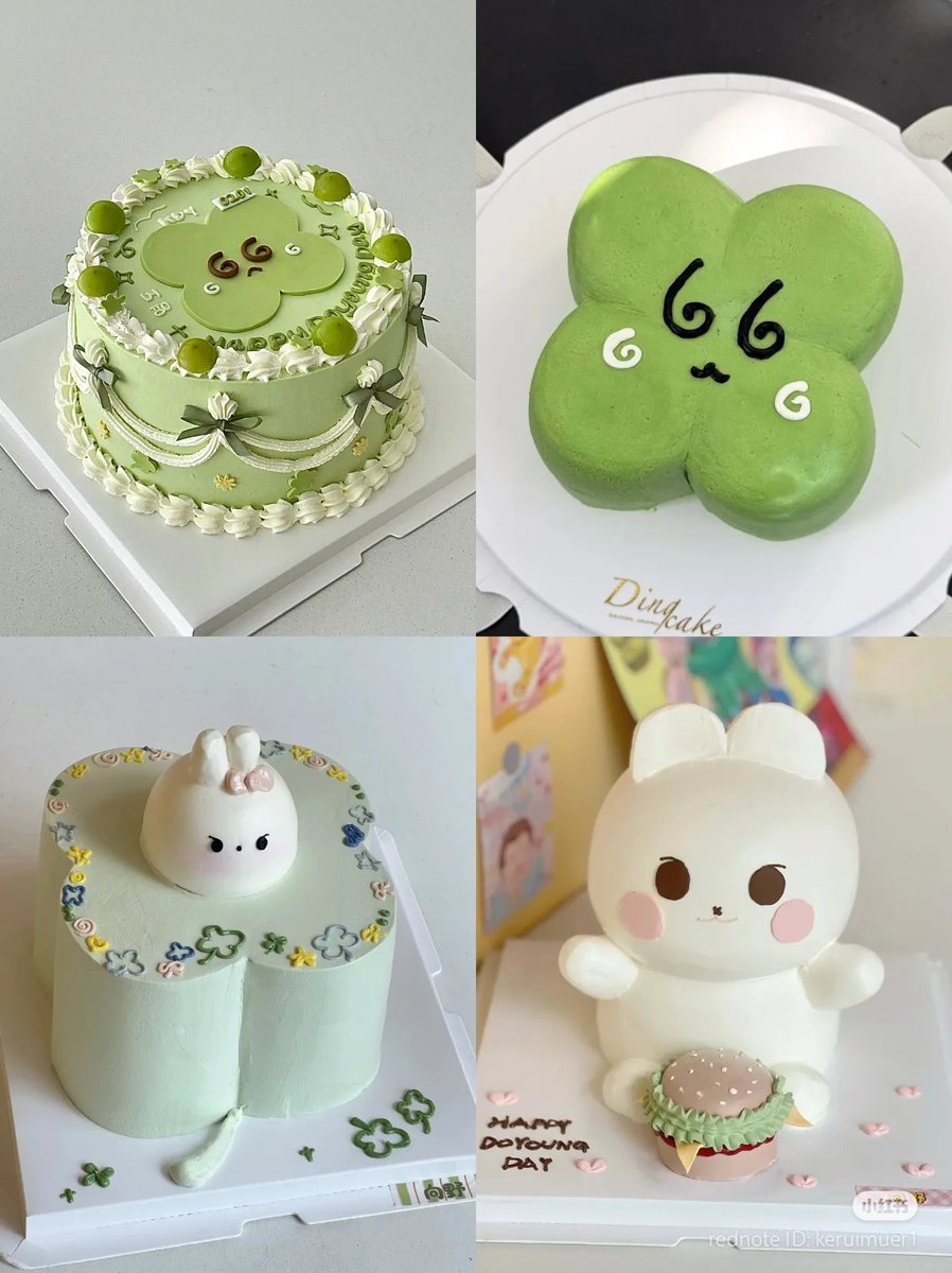 Someone needs to send Doyoung cute cakes too, like Dogungbbang or Ddillong or cute bunnies cuz he would definitely love it. Found some examples from cfans on xhs &amp; they're all so lovely 🥹