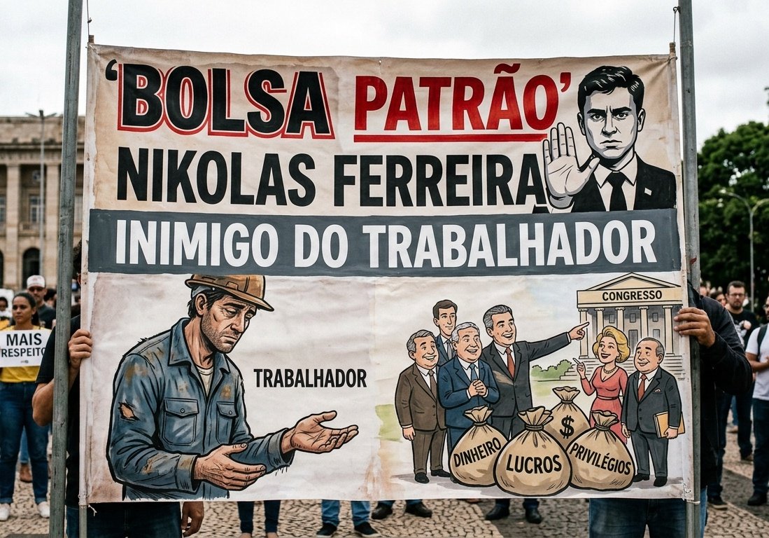 Nikolas é contra o gás para o povo que não sabe se paga o aluguel ou compra comida, mas quer criar um auxílio para o empresário que já tem tudo.

BOLSA PATRÃO
NIKOLAS INIMIGO DO TRABALHADOR
6X1 NÃO É VIDA