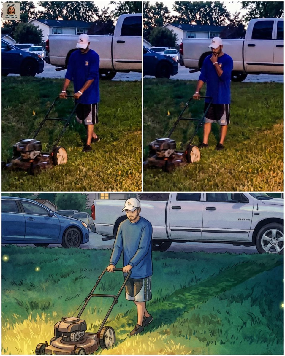 MrPitbull07's tweet photo. “EVERYONE. This man came into my yard a couple of hours ago and offered to cut my grass for a certain price. I didn’t have enough money today to afford that on top of everything else, and I told him to come back in a week. A few minutes ago, I heard a loud noise outside of my house. I opened the door and noticed that he was cutting my grass. I went running out to him and yelled for him to stop... he shook his head no. He told me that he saw my kids playing in the yard and was worried about snakes being in the grass and biting them because the grass was too tall. I again told him to stop because I couldn’t pay him. He said that he didn’t need to be paid, he had grandchildren, and that he hoped someone would look after them in the same way. I was brought to tears. I hugged him. We talked about different struggles we’ve had in life, and he told me that this is what the news doesn’t report. He told me the news doesn’t report the black neighbor helping out the white neighbor because it isn’t good for the network to make money. I told him that he has a good heart. I told him I wish more people on earth were like him. We hugged again. He is still outside cutting my grass, and it’s dark now. I am so grateful to have him as a new friend. His name is Johnny, and he lives in Taylors, South Carolina. He cut my grass for free tonight because he was worried about my children playing outside in the tall grass. I hope he gets the recognition he deserves”

Credit: Helen Bell