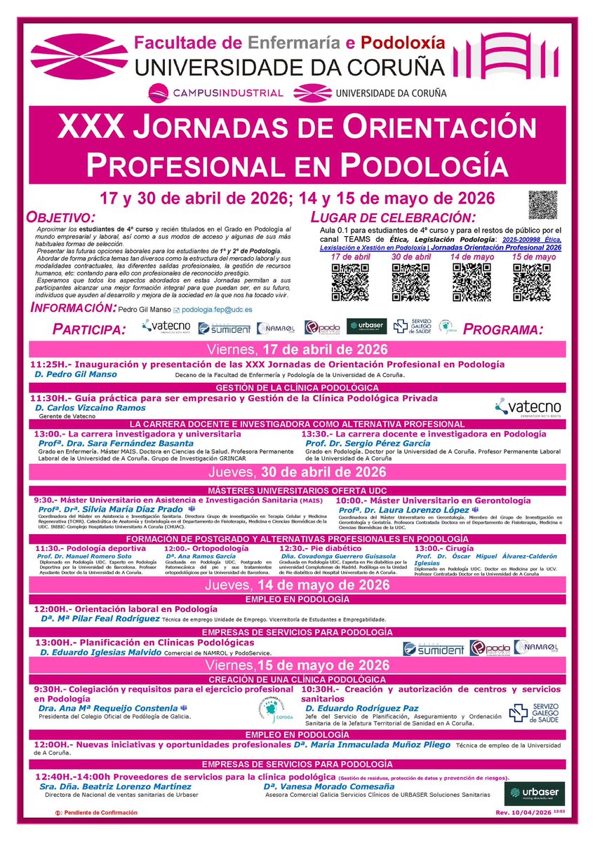FEP_UDC's tweet photo. Iniciamos las XXX Jornadas de Orientación Profesional en Podología con la charla Guia practica para ser empresario y Gestión de la Clínica Podológica Privada a cargo de Carlos Vizcaino Ramos, gerente de Vatecno https://t.co/kGO663z9Z7