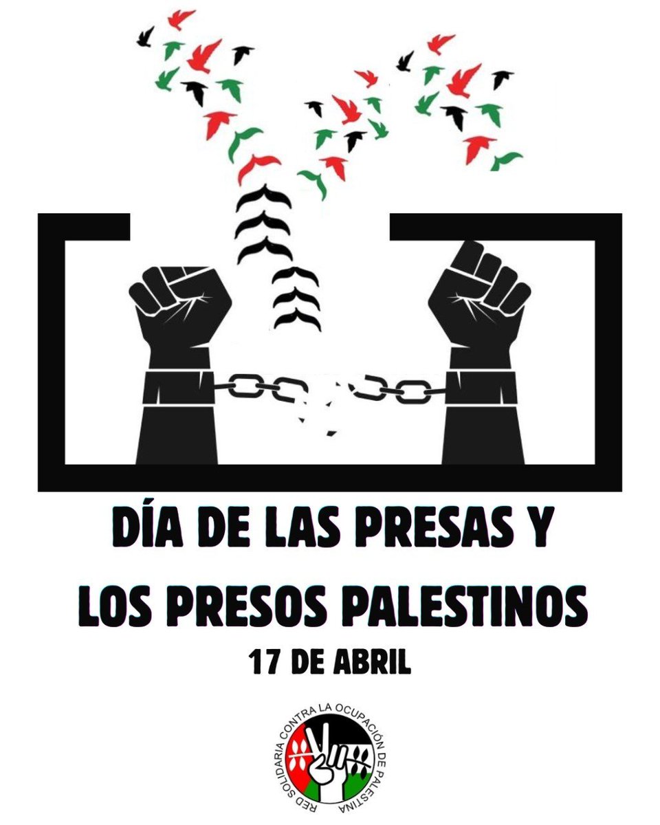 Hoy, 17 de abril, conmemoramos el Día de las presas y los presos palestinos.
Más de 9.600 personas —hombres, mujeres, adolescentes, niños y niñas — permanecen encarceladas en prisiones israelíes, muchas desde hace décadas 🇵🇸