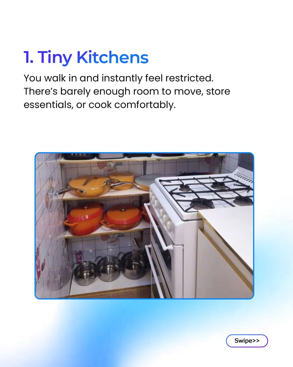 Ulo_Spaces's tweet photo. If you’ve ever searched for an apartment in Lagos, you already know the struggle. Some spaces look great in photos, but the reality tells a completely different story; from cramped kitchens to poor ventilation and uncomfortable layouts.

At some point, you start to wonder if these designs are actually made for living… or just for appearance.

Which of these is your biggest turn-off when house hunting? 👇🏽

#LagosApartments
#HouseHuntingLagos
#RentInLagos
#ApartmentProblems
#UloSpaces