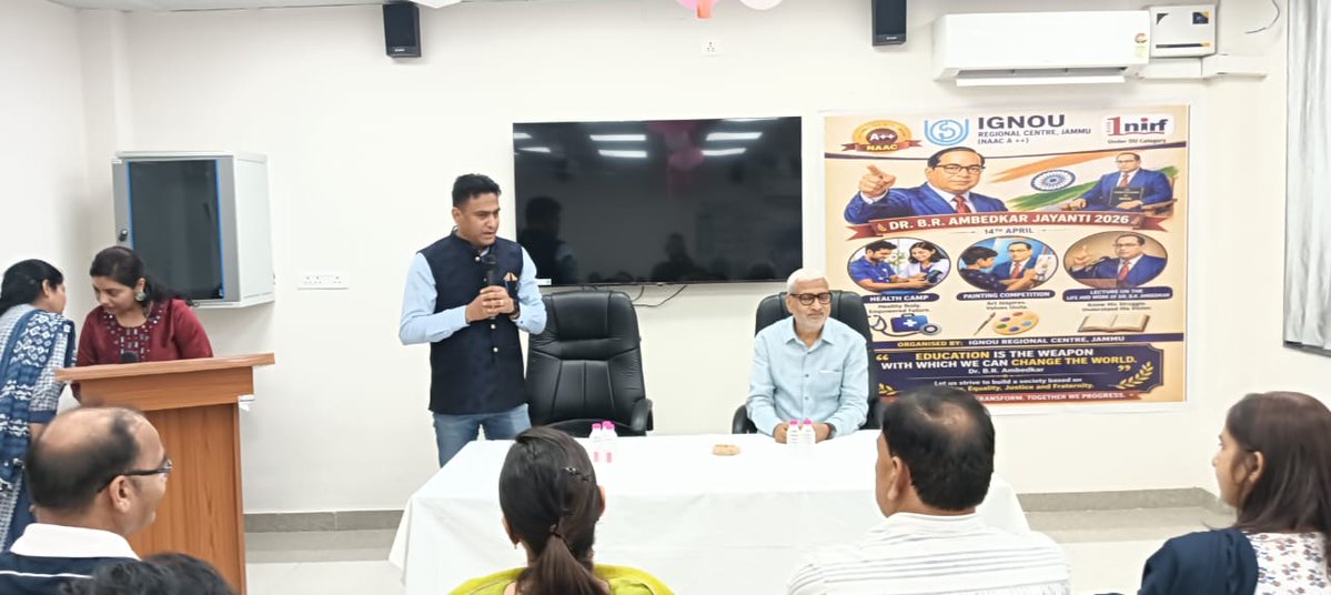 Thanks to Honble MLA and Former Minister for Health J and K Shri Sham Lal Sharma ji inaugurating the health check camp at IGNOU Regional centre Jammu in collaboration with Regional Ayurvedic research institute  to commemorate 135 th Birth Anniversary of  Shri Dr  B R Ambedkar ji.