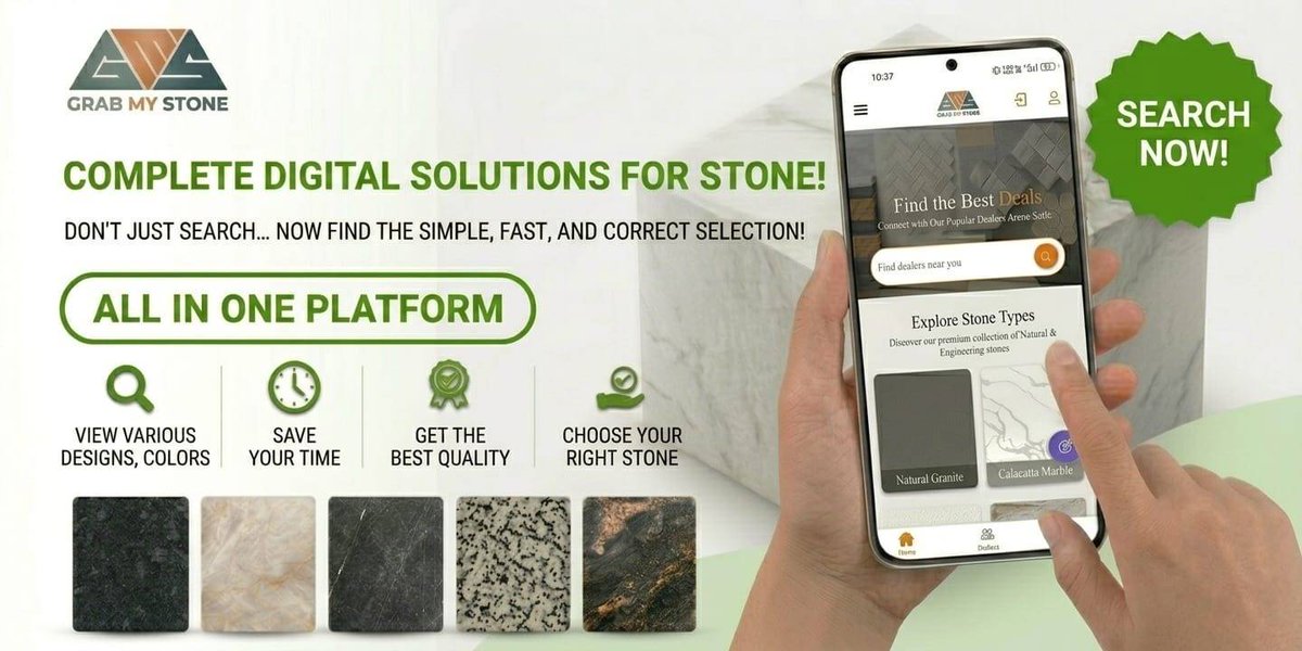 grabmystone's tweet image. 🚀 Complete Digital Solutions for Stone Industry!

Find designs, compare colors &amp;amp; choose the best stone easily.

✅ All in One Platform
✅ Fast Search
✅ Best Quality
🌐 GrabMyStone.com
#Granite #Marble #StoneIndustry #Construction #GrabMyStone