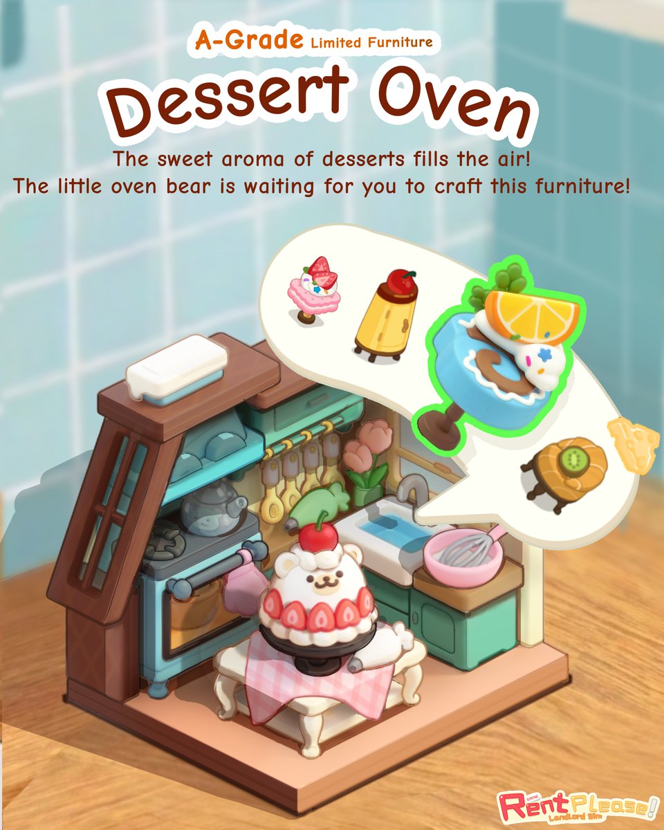 Landlord_Sim's tweet image. Dear Landlords~
The brand new 16th puzzle event is coming soon! 🧩
【Sweet Dessert Oven】 🍰✨
📝: With the oven, you can produce many cute dessert furniture 💛
📅 Event period: 𝐀𝐩𝐫 𝟐𝟎 – 𝐌𝐚𝐲 𝟐𝟗
#RentPleaseLandlordSim #MobileGames #Update #sweetdesserts