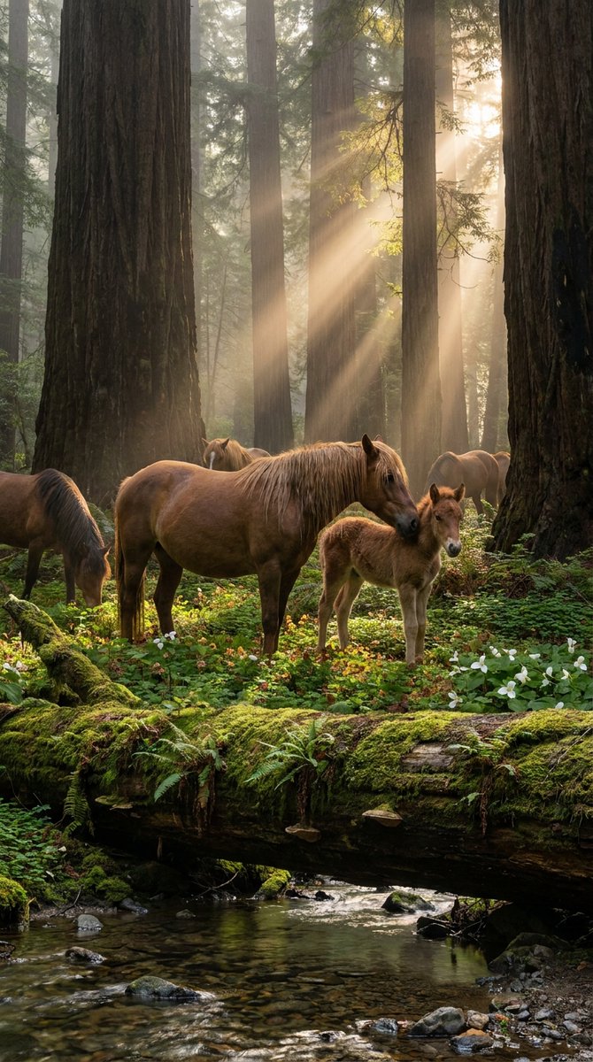 wild_adv_horses's tweet image. The Redwood Herd at First Light
#horses #equestrian #wildhorses #horselover