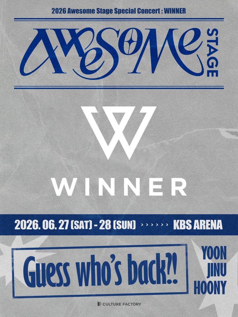 20131025net's tweet image. 💙 #WINNER - AWSOME STAGE 💙

⏰️ 6/27 6 PM, 6/28 4 PM
📍 KBS 아레나
🎫 OPEN: 4/29 8 PM
✔️ 티켓링크 추후 오픈
🔗 instagram.com/p/DXOhtlZCUc6

자세한 내용은 위 공지 확인해주세요 ☺️

#위너 #WINNER
#강승윤 #김진우 #이승훈