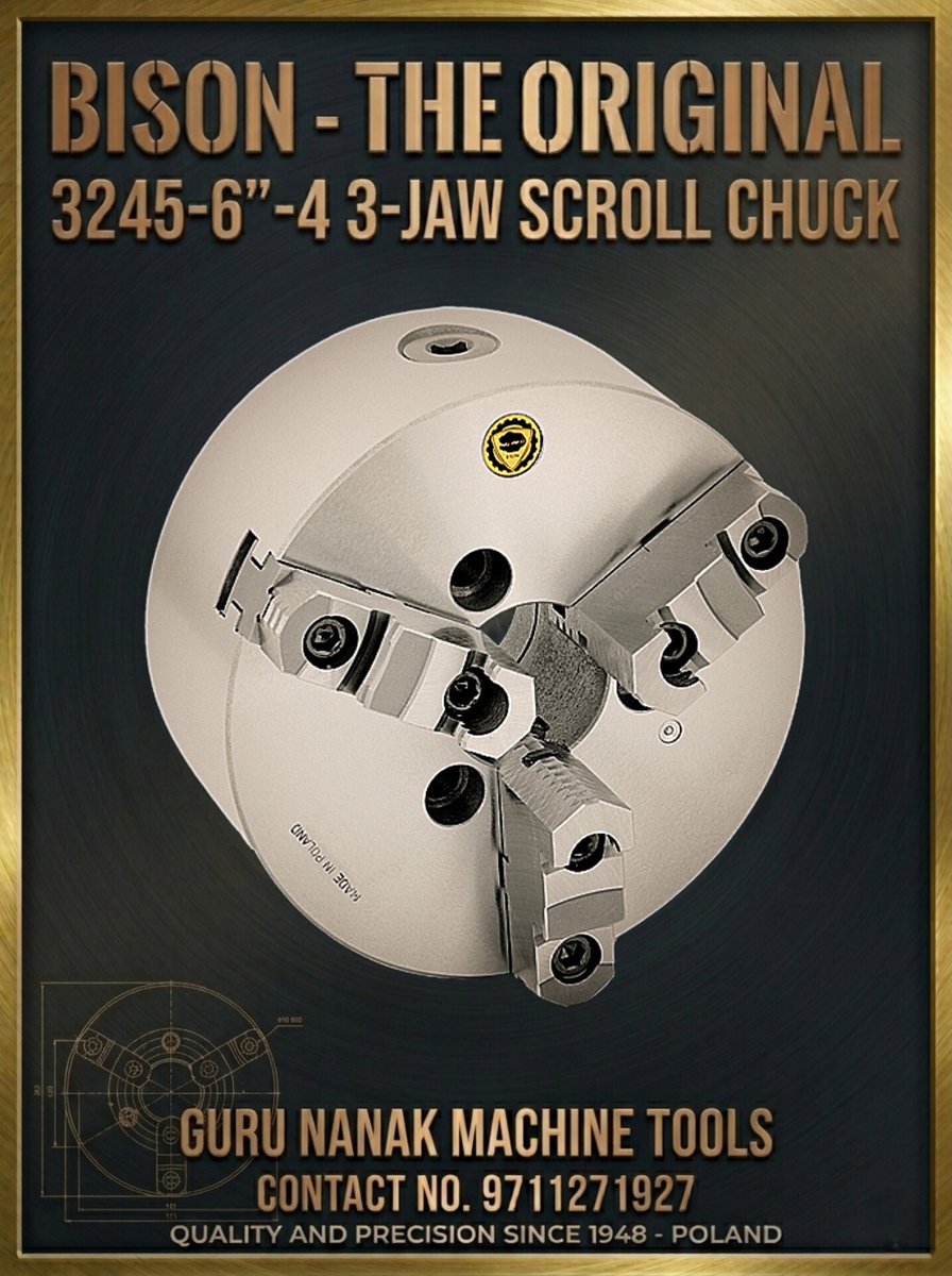 GNMTCHUCKS's tweet image. Bison 3245-6"-4
3-Jaw Self-Centering Scroll Chuck. Connect with Guru Nanak Machine Tools for reliable solutions. Contact us : 9711271927 #bison #selfcentering #machinetools #precisionengineering #gurunanakmachinetools