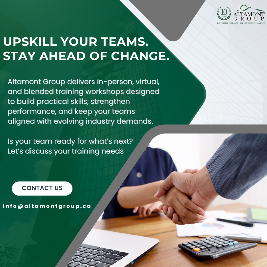 Many organizations struggle to keep their teams’ skills up to date in a rapidly changing environment. One-off training sessions often fail to keep pace with evolving industry demands.
 
Altamont Group’s training and workshop solutions — delivered in-person, virtually, or through