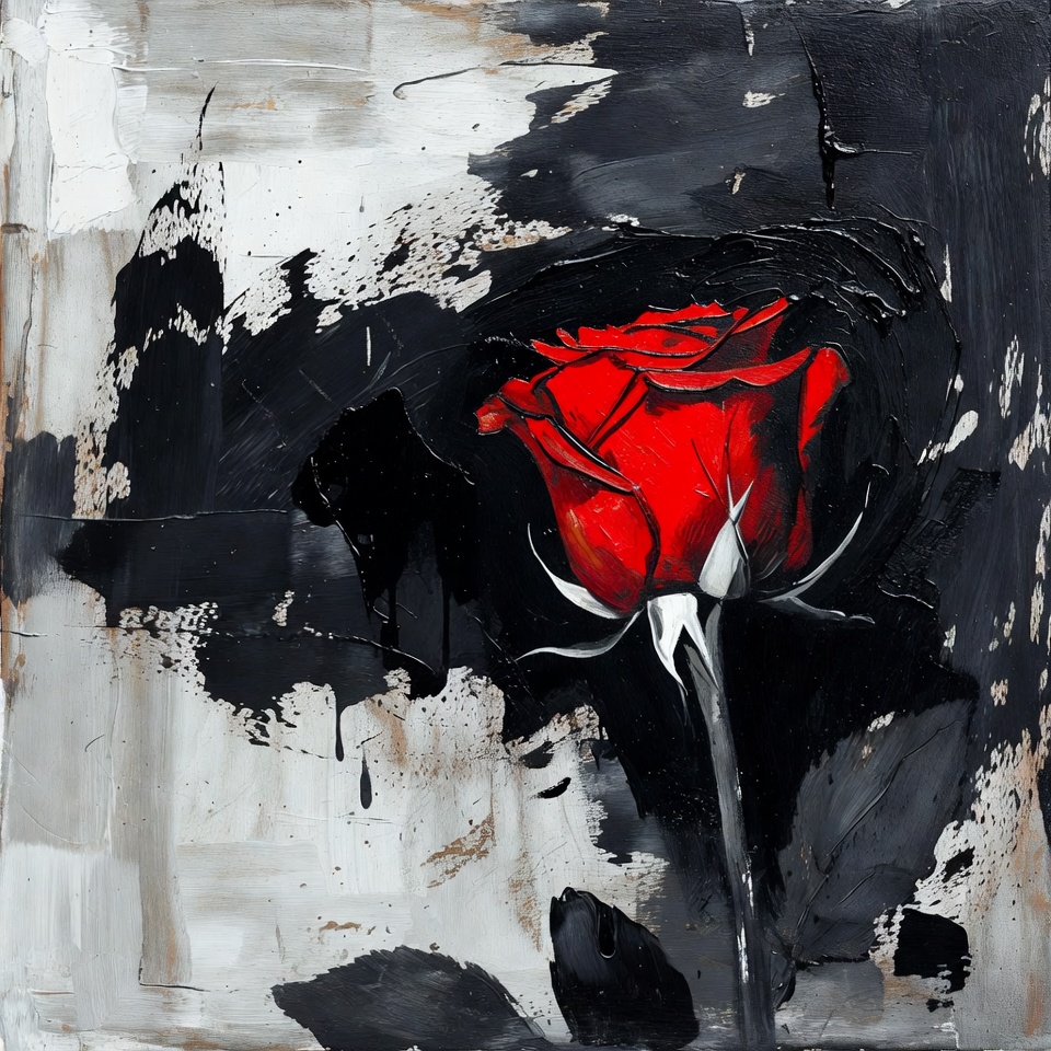 qrart2030's tweet image. DEFIANT BLOOM

#DefiantBloom #RedRoseArt #AbstractExpressionism #ContemporaryArt #BlackAndRed #ArtViral #InstaArt #XArt #MoodyArt #BoldContrast #RoseInChaos #VisualPoetry