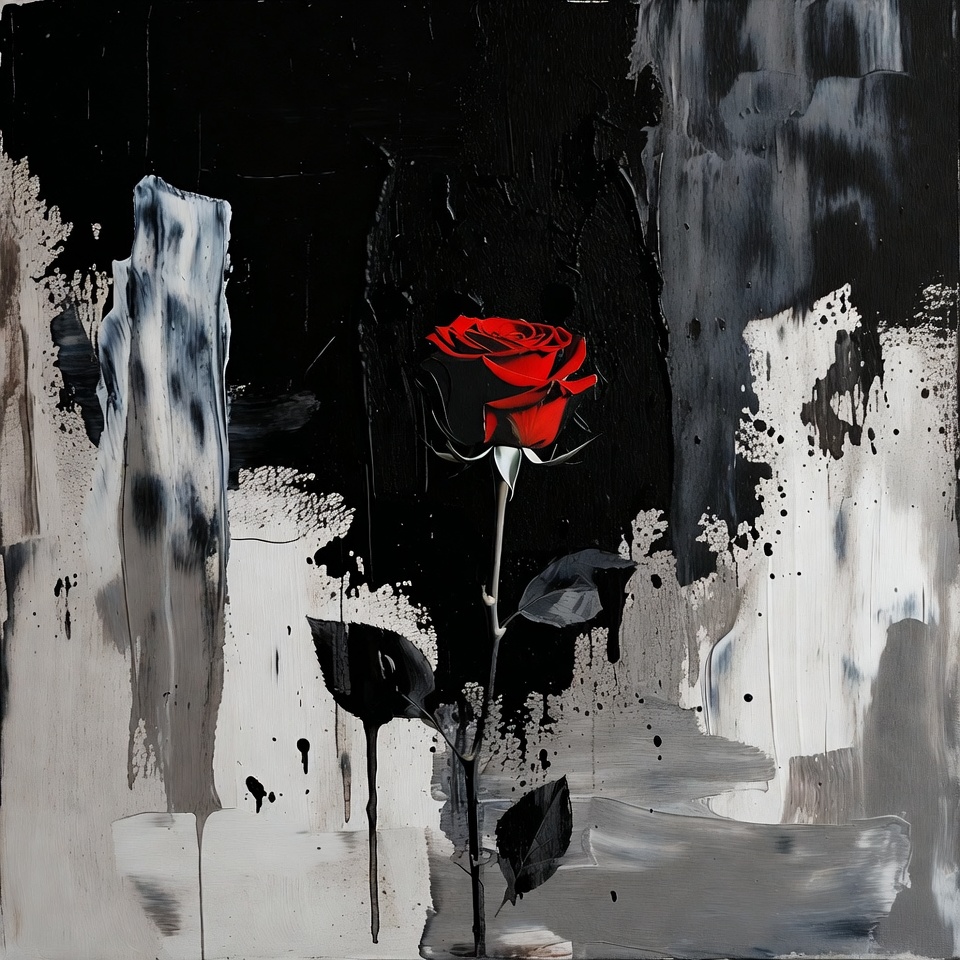 qrart2030's tweet image. DEFIANT BLOOM

#DefiantBloom #RedRoseArt #AbstractExpressionism #ContemporaryArt #BlackAndRed #ArtViral #InstaArt #XArt #MoodyArt #BoldContrast #RoseInChaos #VisualPoetry