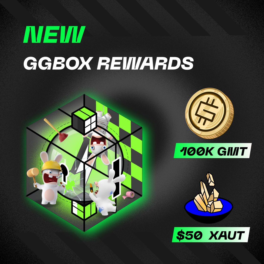 fslweb3's tweet image. Dropping a little alpha... 🤫

In the chaos of Rabbids turning the office upside down, some new prizes have been spotted in GGBoxes!

Alongside @RabbidsOfficial-branded @Stepnofficial Genesis Sneakers and 1,000 USDT, you can now win:

🔹 100k GMT
🔹 $50 of XAUT

Wishing you the