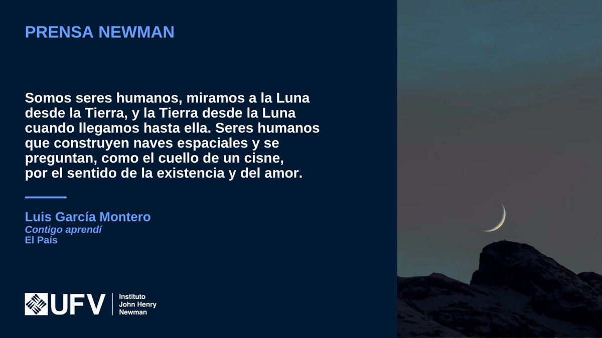 institutonewman's tweet image. Hace unos días del viaje a la #Luna y, además de preguntarnos por los aspectos científicos y técnicos, nos detenemos a asombrarnos por la grandeza del ser humano. ¿Quiénes somos? ¿De qué hondura estamos hechos? #PrensaNewman 
elpais.com/opinion/2026-0…
