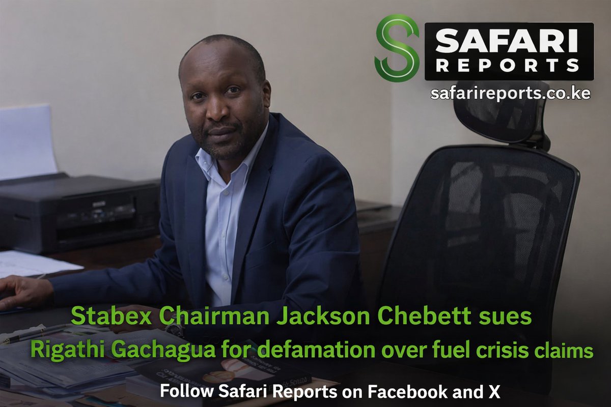 Stabex Chairman Jackson Chebett has sued former Deputy President Rigathi Gachagua for defamation over claims linking him and his company to Kenya's fuel crisis, especially the G-to-G import deal.

Chebett strongly denies any involvement.