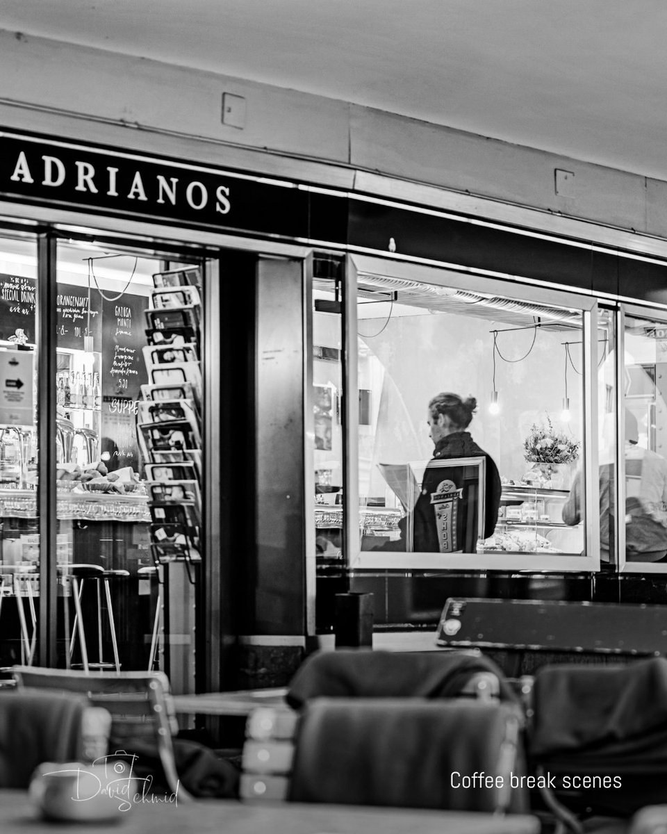 dschmidphoto's tweet image. Street photography often lives in small everyday moments. A café window, someone pausing inside, and a quiet scene unfolding between reflections and reality. ☕📷

#BlackAndWhitePhotography #StreetPhotography #CoffeeShop