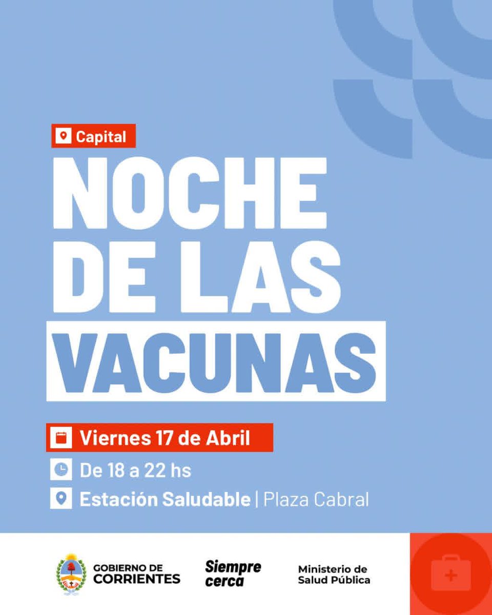 saludcorrientes's tweet photo. Participá de la Noche de las Vacunas🌙👨‍⚕
Te esperamos para completar tu calendario regular https://t.co/pdR4hYQVqX
