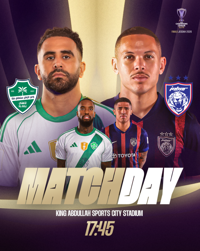 TheAFCCL's tweet photo. 𝗠𝗔𝗧𝗖𝗛𝗗𝗔𝗬

The reigning champions, 🇸🇦 Al Ahli, continue their title defence against the 🇲🇾 Malaysian champions!

Everything on the line. Who will rise to the occasion?

#ACLElite | #AHLvJDT https://t.co/4Vv7agPiU7