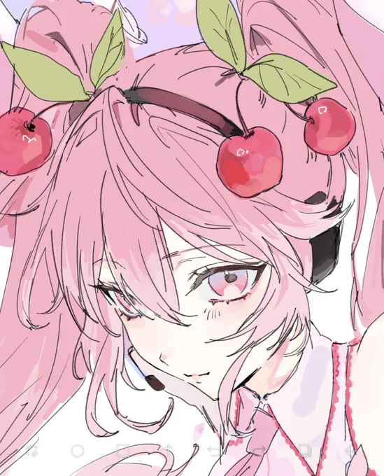 #初音ミク 描いてる桜ミクさんの ←before after→