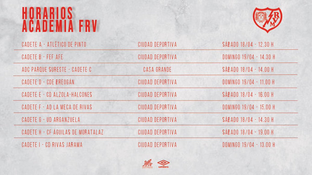 Rayo_academia's tweet image. ⚔️ Nuevos encuentros para nuestros chicos de la Academia #FRV ⚡️