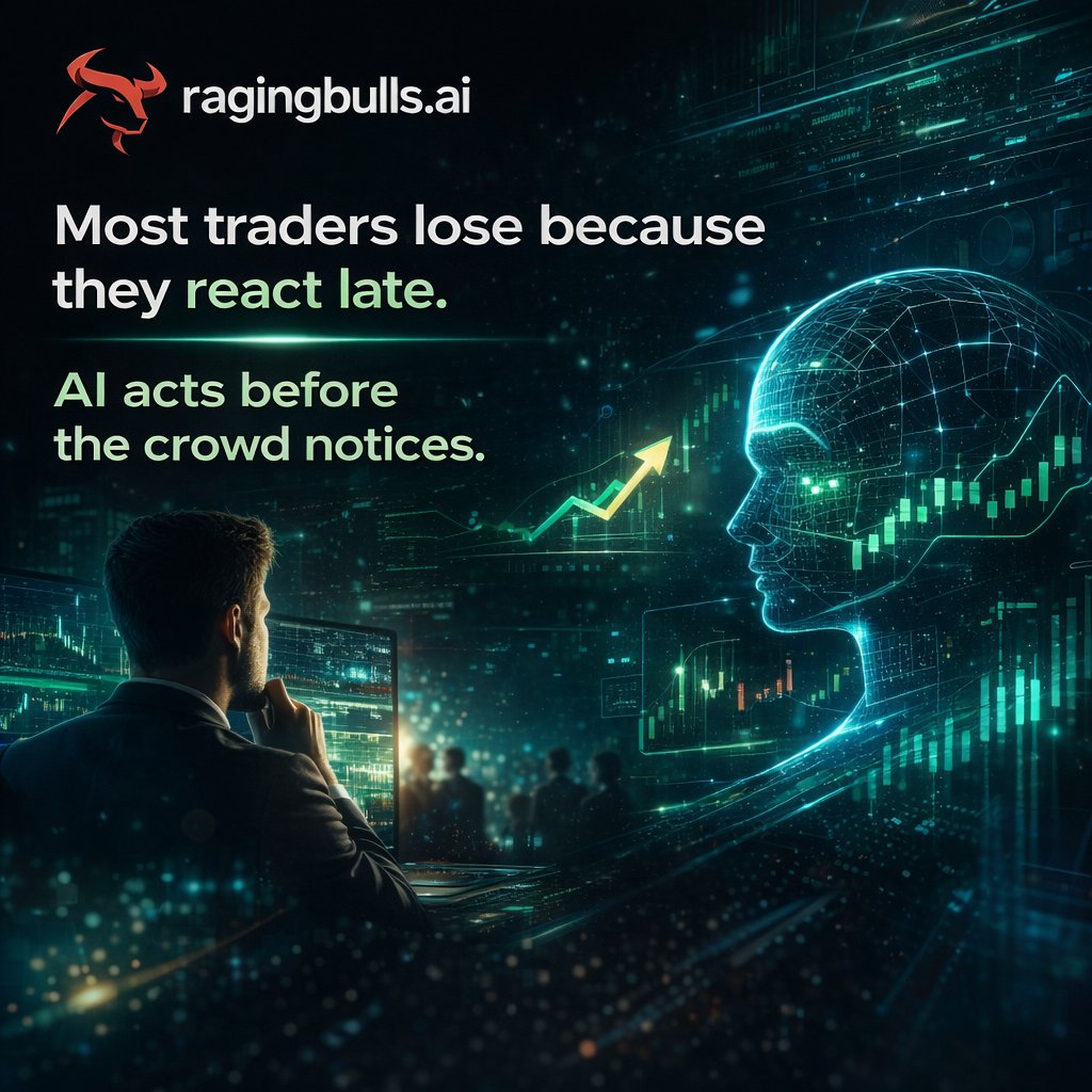 RagingBullsAI's tweet photo. Most traders lose because they react late.

AI acts before the crowd notices.

#Trading #AITrading #AlgoTrading #SmartTrading https://t.co/EKededQ4FW