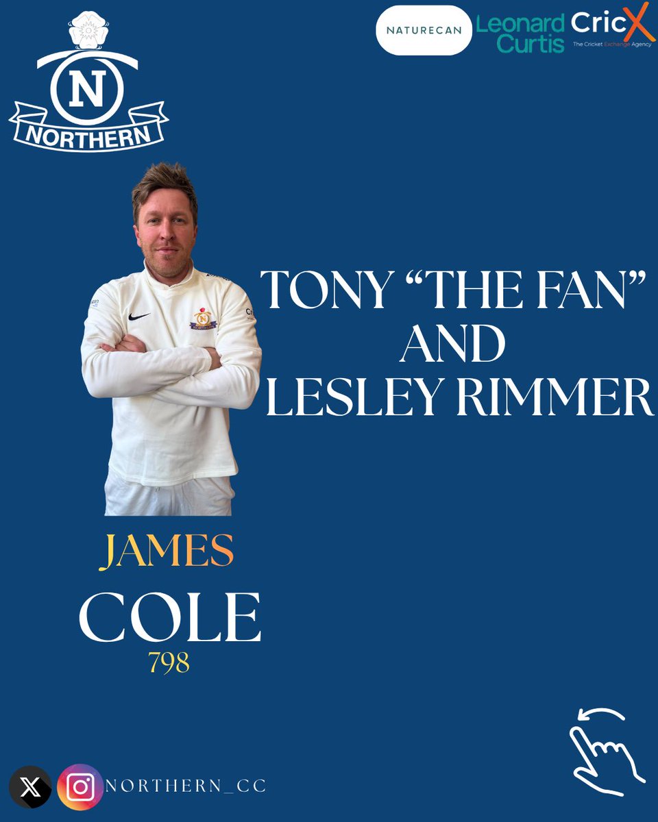 northernclub's tweet photo. 𝟮𝟬𝟮𝟲 𝗣𝗹𝗮𝘆𝗲𝗿 𝘀𝗽𝗼𝗻𝘀𝗼𝗿𝘀 🚨 

On the eve of the new season a huge thank you to Tony “The fan” and Lesley Rimmer for sponsoring both 1st and 2nd XI captains 🏏 https://t.co/LdIV9LOpPE