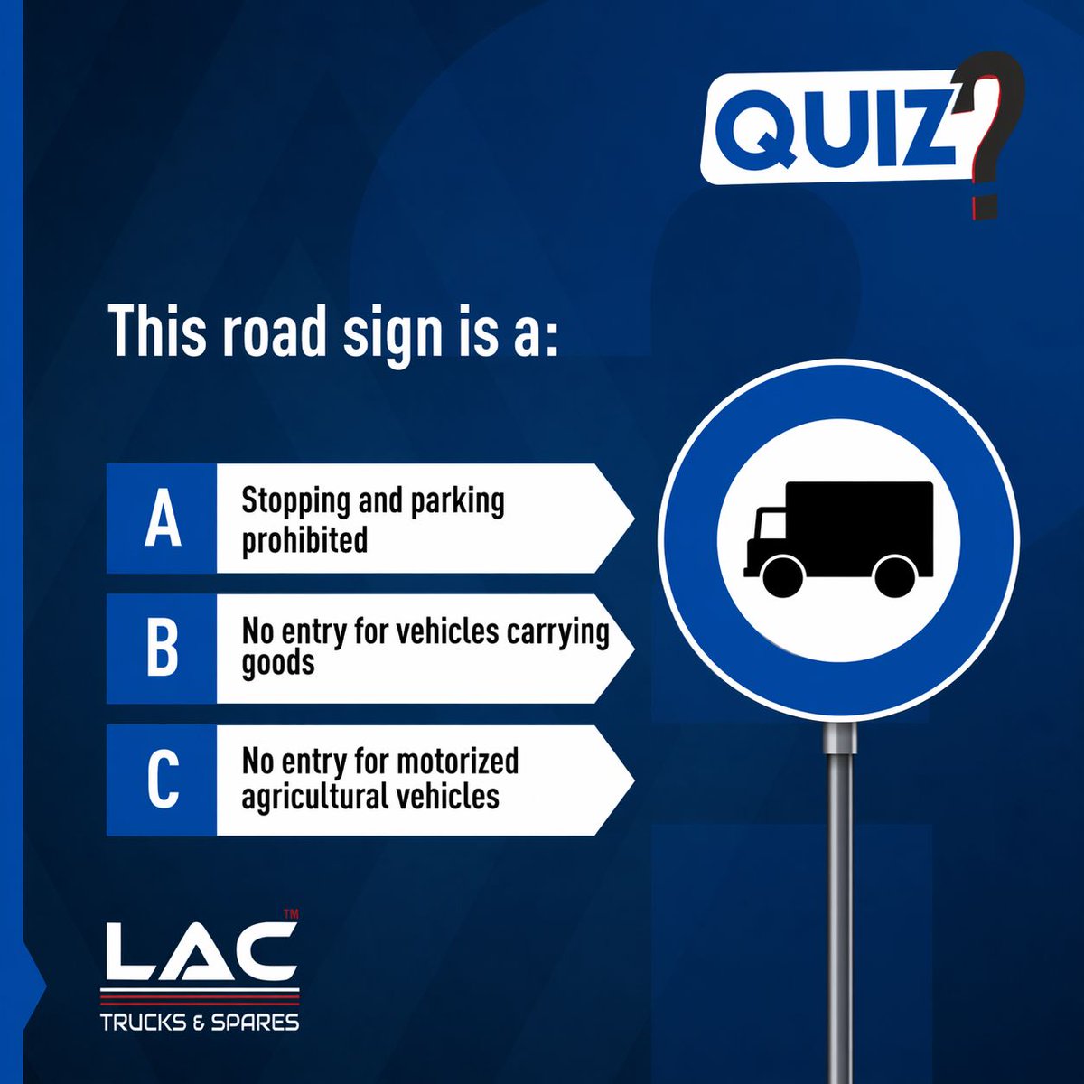 lactns_'s tweet photo. Do you know what this road sign means? 👀
Drop your answer in the comments 👇
Let’s see who really knows their road signs!

#LACTrucks #RoadSafety #TruckDrivers #KnowYourSigns #FridayQuiz https://t.co/ttXWqbP5dL