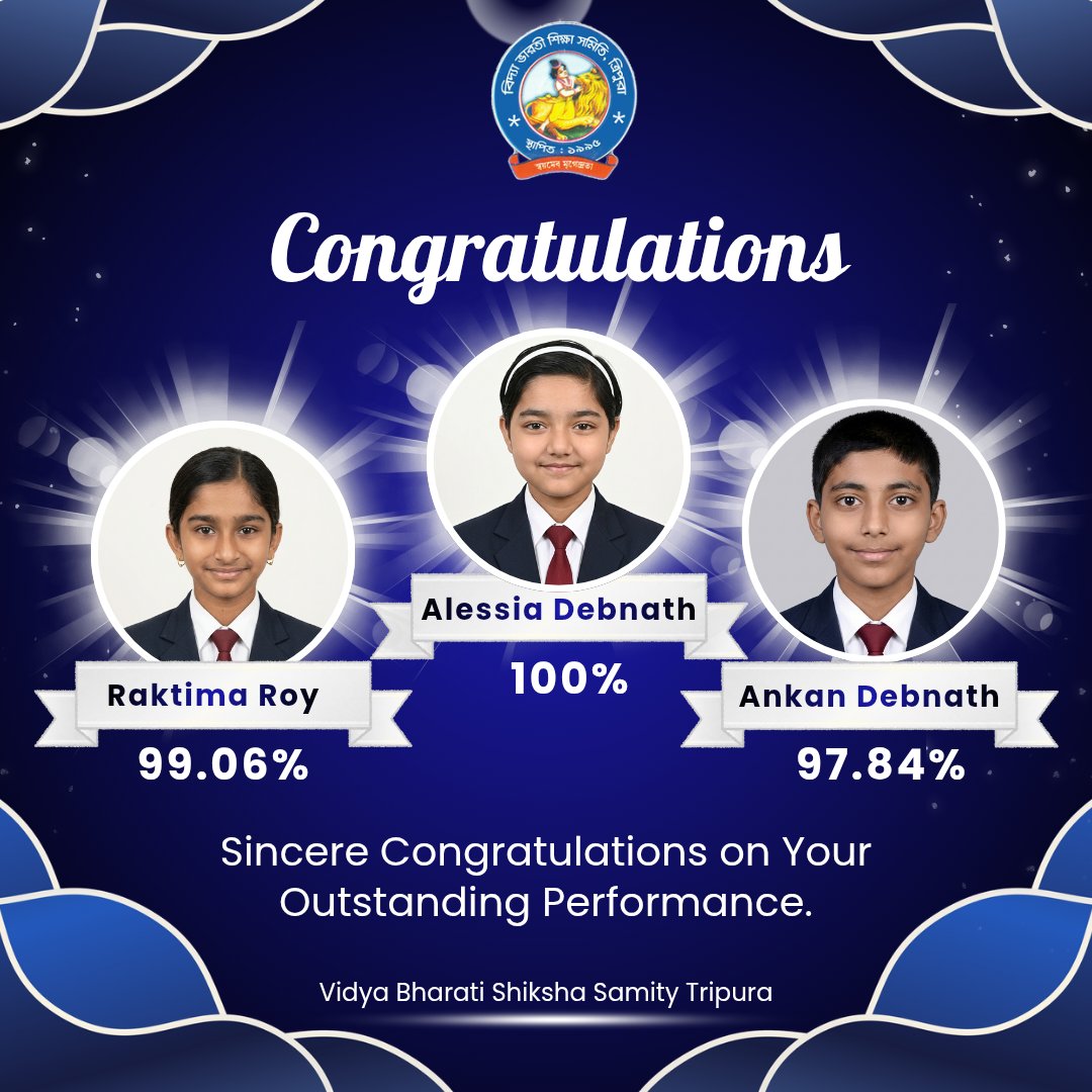 #Historic
History created by Tripureshwari Shishu Mandir, Ramnagar, Agartala.
The first batch of Class V has passed out with excellent results.  
From tiny steps in Shishu Vatika to confident strides today.
Congratulations to our young achievers.  
This is just the beginning.