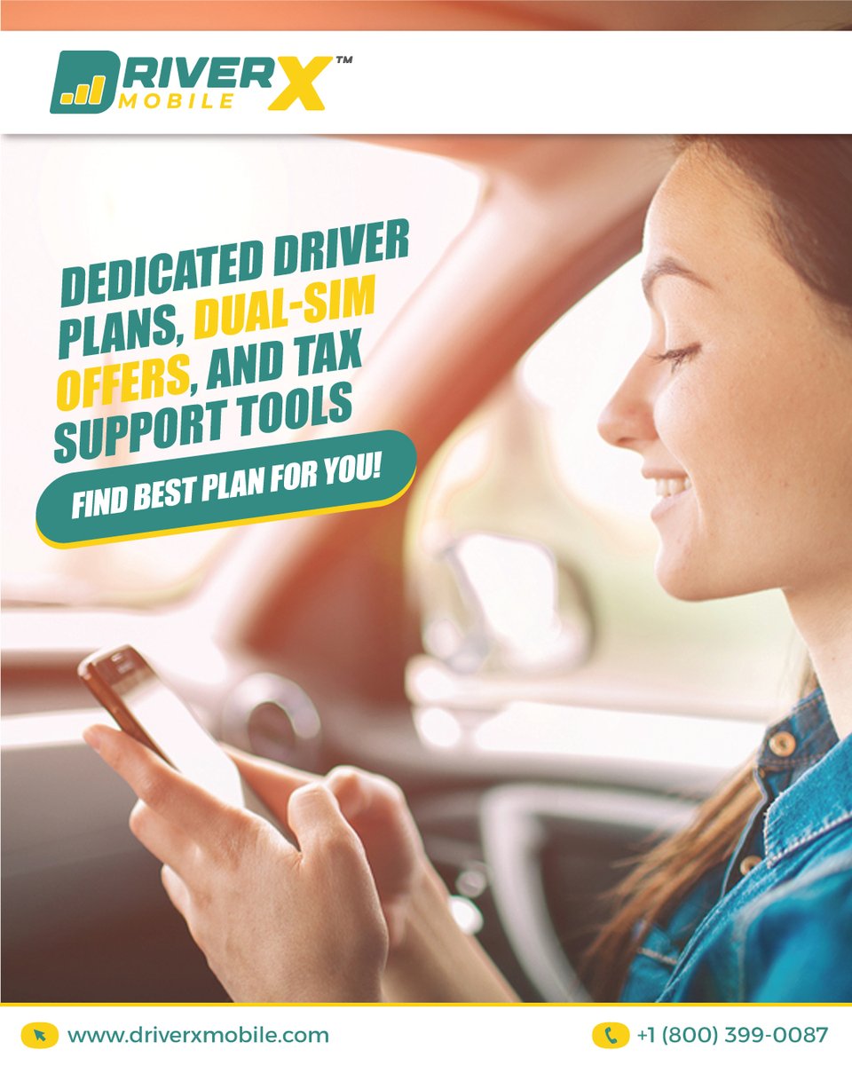 driverx_mobile's tweet photo. 🚗 Stay Connected. Stay in Control. Stay on the Road with DriverX Mobile!

Whether you're a full-time driver or just getting started, #DriverXMobile has your back with:
✅Dedicated driver plans
✅Exclusive dual-SIM offers
✅Smart tax support tools
🌐https://t.co/wZuG2Gn9nu https://t.co/XqDVLXWEqR