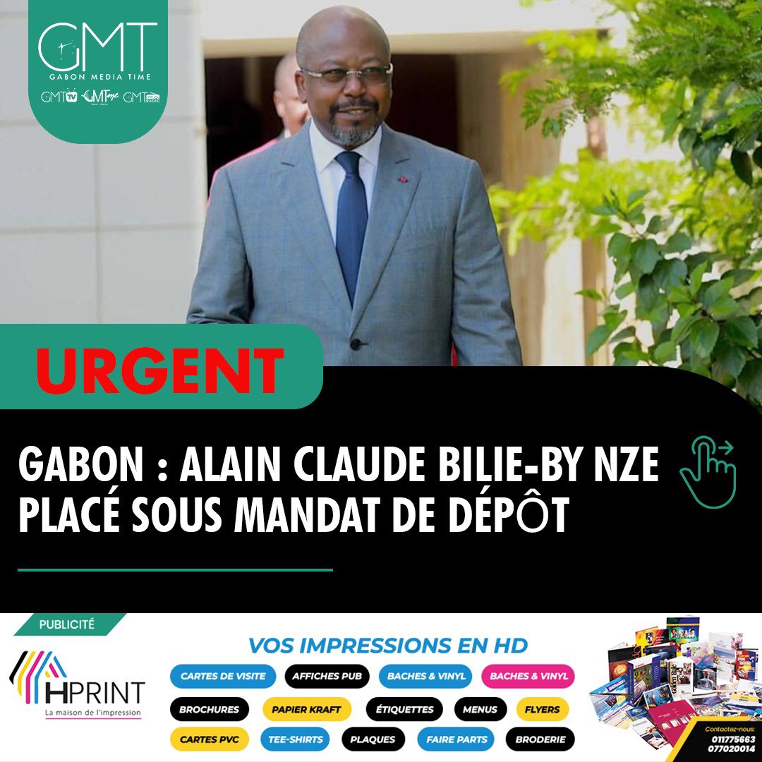 gabonmediatime's tweet image. 🟢 [#Infographie] Gabon : Alain-Claude Bilie-By-Nze placé sous mandat de dépôt 

𝐂𝐨𝐧𝐭𝐚𝐜𝐭𝐞𝐳 𝐥𝐚 𝐫𝐞́𝐝𝐚𝐜𝐭𝐢𝐨𝐧

📲
066441717  
📞 
011775663

📬
contact@gabonmediatime.com

𝐑𝐞𝐣𝐨𝐢𝐠𝐧𝐞𝐳 𝐧𝐨𝐭𝐫𝐞 𝐜𝐡𝐚𝐢̂𝐧𝐞 𝐖𝐡𝐚𝐭𝐬𝐀𝐩𝐩 : 

🔗

🇬🇦
⏱️

#GMT
#Gabon