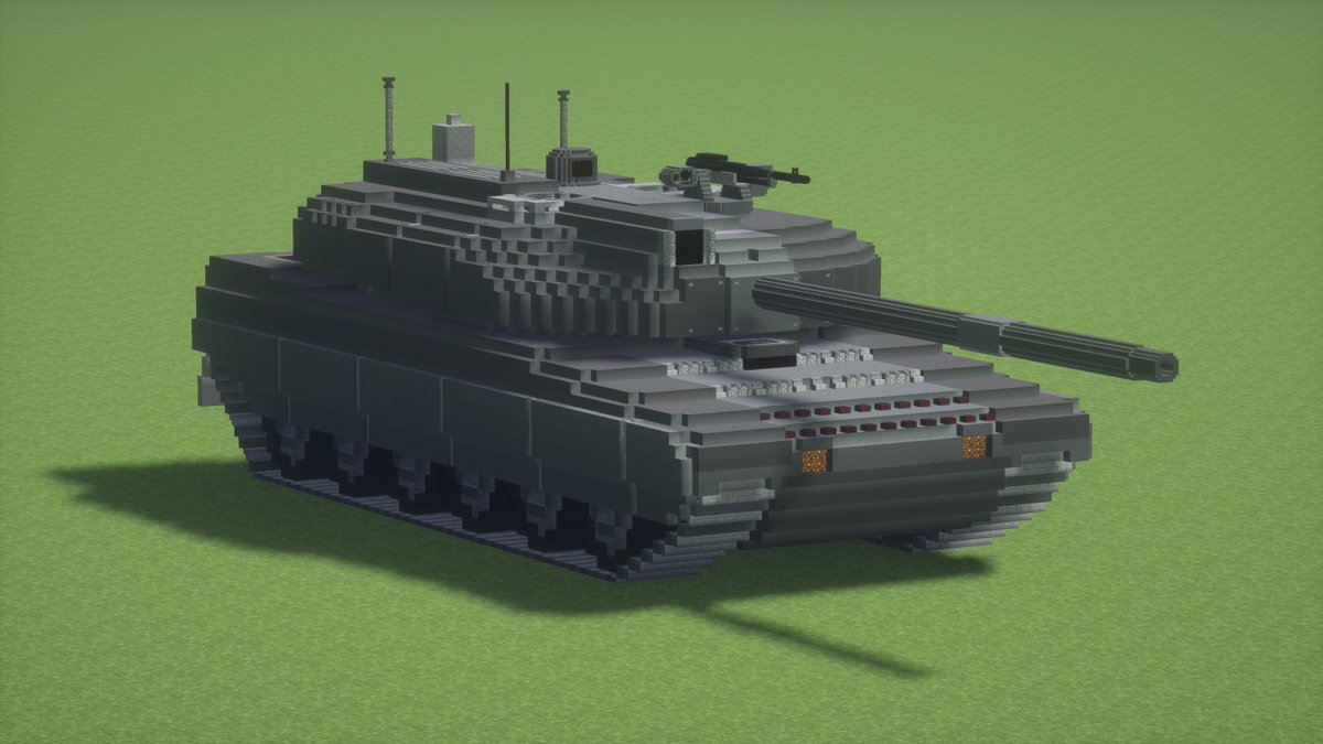 wikigunzibu's tweet photo. 【作品紹介】
トラキア・ローマ帝国陸軍が誇る次世代主力戦車、**「CA-6」**をご紹介します！

■ 名機「レオ」の正統なる後継
先代主力戦車CA-5「レオ」の後継として開発された本機は、帝国の陸戦力を象徴する新たな盾です。単なる更新にとどまらず、帝国の全領域対応能力を支えるための最新鋭技術が随所に投入されています。

■ 妥協なきディテールへのこだわり
製作者様が特に注力されたのは、RWS（リモート・ウェポン・ステーション）をはじめとする緻密なディテール描写。マイクラのブロックという制約の中で、現代戦車らしい複雑かつ機能的な造形が見事に再現されています！
実戦的な美しさと、帝国の威信を体現した至高の一輌をぜひご覧ください。
💬 作者：erwin様（@Gricanniarum）よりコメント
「RWSなど、ディテールにこだわりました。」

#マイクラ軍事部 #マインクラフト軍事部 #Minecraft
