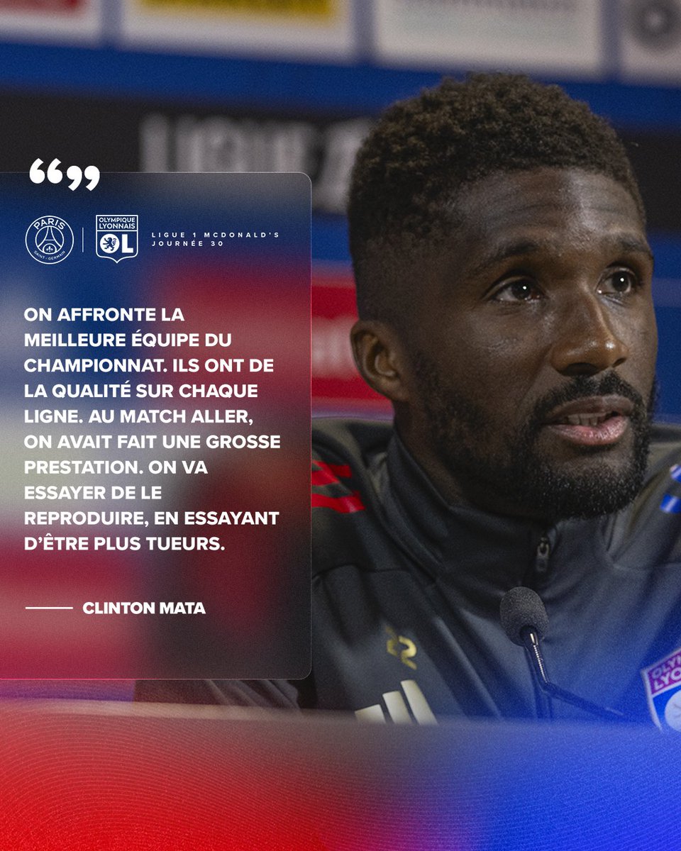 🗨 « Au match aller, on avait regardé le PSG dans les yeux. On va essayer de reproduire cela. »

🎙 Avant d'affronter le PSG lors de la 30e journée de <a href="/Ligue1/">Ligue 1 McDonald's</a>, Clinton Mata revient sur le duel face aux Parisiens en novembre dernier ⚔

#PSGOL