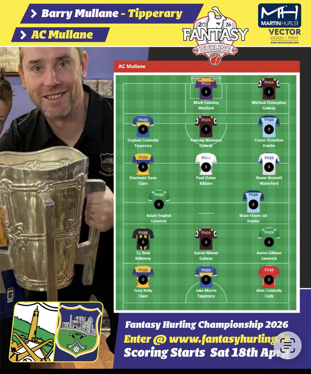 1 day left to enter, a great cause. <a href="/FantasyHurling/">Fantasy Hurling 2026</a> <a href="/CathalMcErlean/">Cathal MacFhirléinn</a>