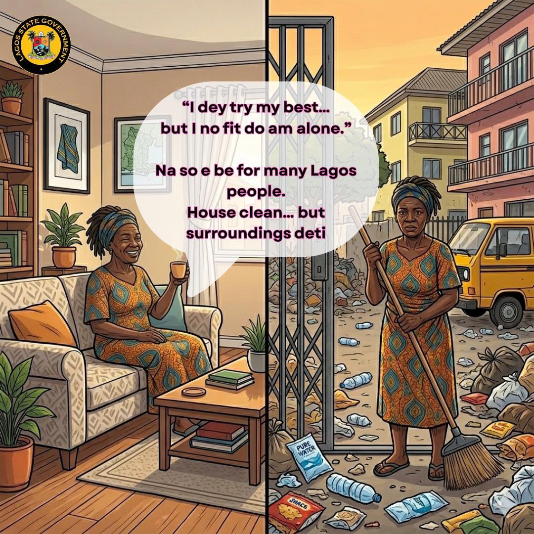 followlasg's tweet photo. LAWMA dey do their part to keep Lagos clean, but dem no fit do am alone.

 Na all of us get responsibility to take care of our environment. 

Make we stop dumping anyhow, use waste bins, and follow collection time. 

Together, we go achieve a cleaner Lagos.

@jidesanwoolu
@drobafemihamzat
@gbenga_omo
@gboyegaakosile
@LanreBajulaiye
@BarrBimbola
@Mr_JAGs
@Lawma_gov 
@muyiwag 

#CleanerLagos 
#LAWMA
#AGreaterLagosRising
#LASG