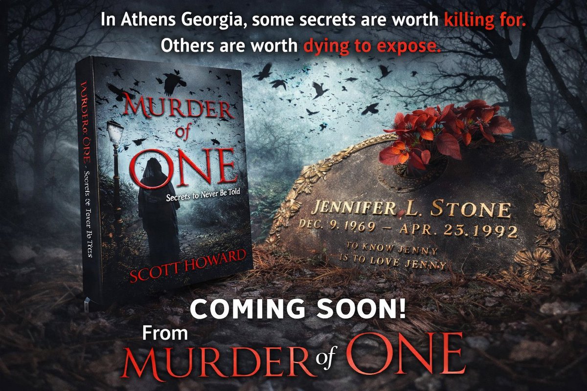 RealScottHoward's tweet photo. Some Secrets Don't Stay Buried
After three years of writing — and a lifetime of listening — I'm finally ready to tell you about the book.

I've lived in Athens long enough to know how this town keeps its stories.
Quietly. At the back of the restaurant. In the pew behind you at a funeral. In the long pause before somebody changes the subject and asks if you want another drink.
For a lot of years I've been listening to those pauses. Turns out, they add up to a novel.
It's called Murder of One. It's coming.
The book is a Southern gothic crime thriller set right here — our streets, our oaks, our old money, our older grudges. It circles one question this town has been stepping around for more than thirty years:
What really happened to Jenny Stone?
You may not know that name. That's kind of the point.

In Athens, Georgia, some secrets are worth killing for. Others are worth dying to expose.
That's the tagline. I wrote it after the tenth time I hit a wall trying to learn a piece of history that — on paper — should have been public record. It was the sentence that told me I wasn't writing a crime story. I was writing this town.

What the book is about 

It's 1992. Jenny Stone is twenty-two years old. And then she isn't.
The case closes. The town mourns, and then the town moves on, the way towns do when the truth would be more expensive than the lie. Thirty years pass. Somebody starts asking questions again.
Some of those somebodies would rather they didn't.
That's the setup. The rest is what you came for.
Why now

I'll say more about this in the weeks ahead, but the short version is: I wrote this book because I kept running into the same wall. The wall where public records turn into private understandings. The wall where the people who know what happened have agreed, without ever quite agreeing out loud, that nothing happened at all.
If you've spent any time in a small Southern town, you know the wall I'm talking about.
Murder of One is what it looks like when one person decides to stop walking around it.
What I need from you, right now

1. Get on the list. Head to murderofonebook@gmail.com and drop your email. When the book goes live, list members get the first-chapter preview, launch-day pricing, and an invite to the Athens release event before I open it up to anyone else.

2. Tell one person. Forward this post to somebody who reads thrillers. Somebody who's from here. Somebody who loves a good secret. Just one. If everyone on this list does that, the book has a shot.
3. Write me back. Hit reply and tell me what you're reading right now — and if there's a Southern story you've always thought somebody should've told by now. I read every response. I want to know who's in this room with me.

More soon. A lot more. Chapter excerpts. Behind-the-scenes on the research (and there was a lot of research). A couple of things about Jenny Stone that aren't in the book because I couldn't print them.
Grab a chair in the back of the restaurant.
I'll be telling the story for a while.
— Scott