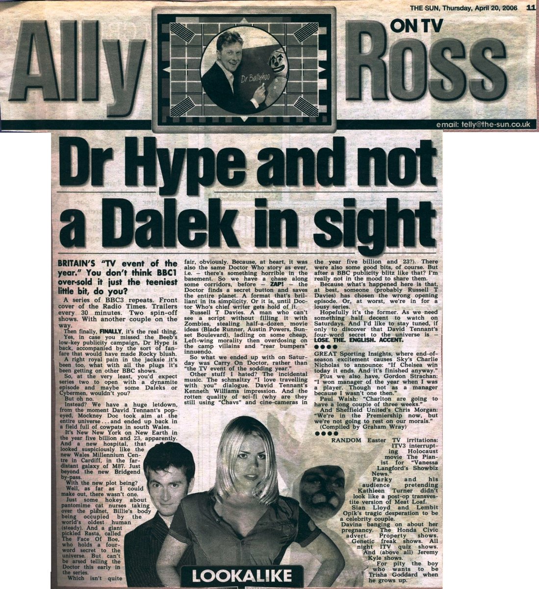 DoctorWhoPix's tweet image. Dr Hype and not a Dalek in sight ~ The Sun, 2006

#DoctorWho #DrWho