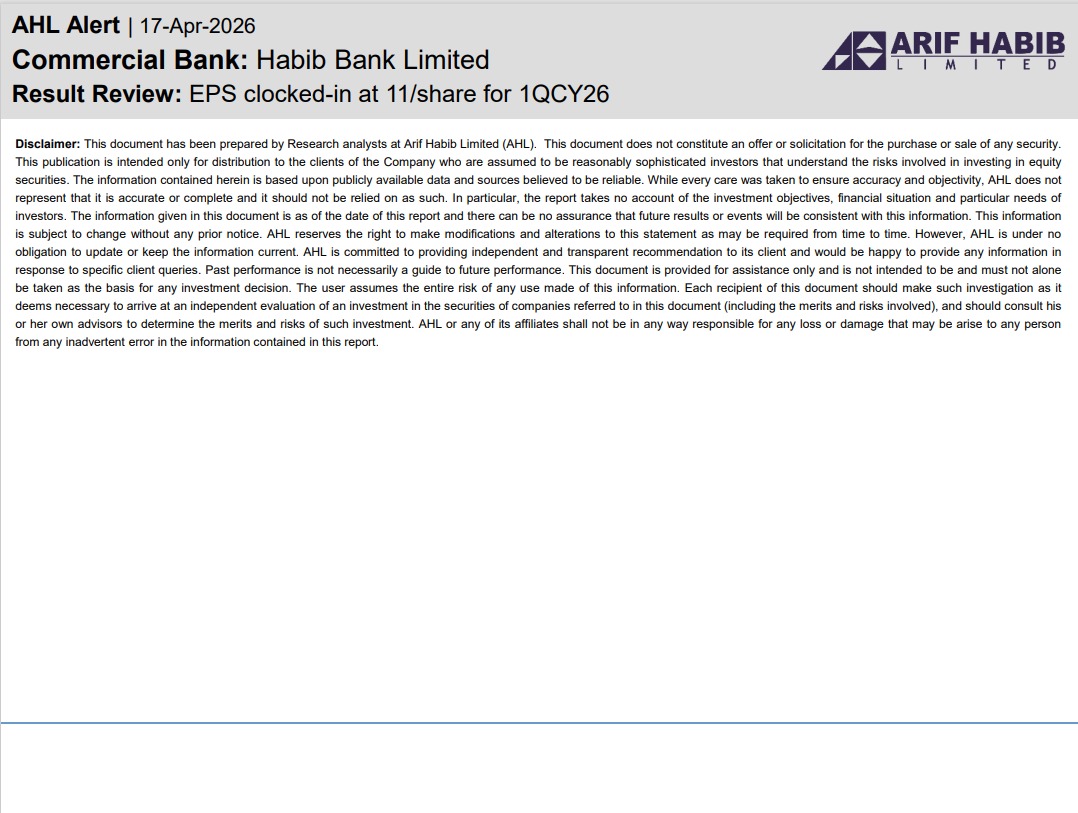 ArifHabibLtd's tweet image. AHL Alert - HBL EPS clocked-in at 11/share for 1QCY26

#KSE100 #PSX #Equities #Pakistan #HBL