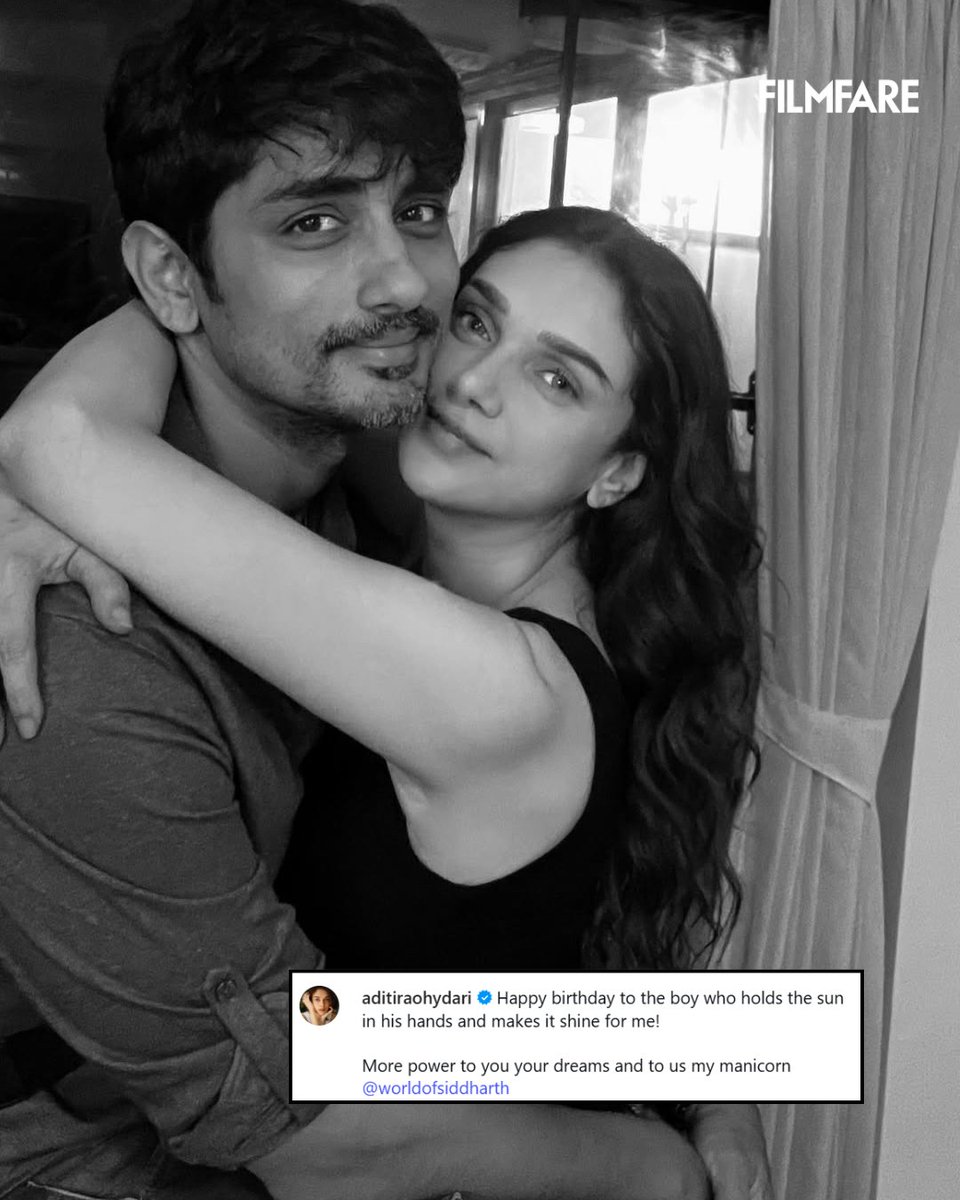 filmfare's tweet image. #AditiRaoHydari shares adorable pictures on husband #Siddharth's birthday. 😍

#Celebs