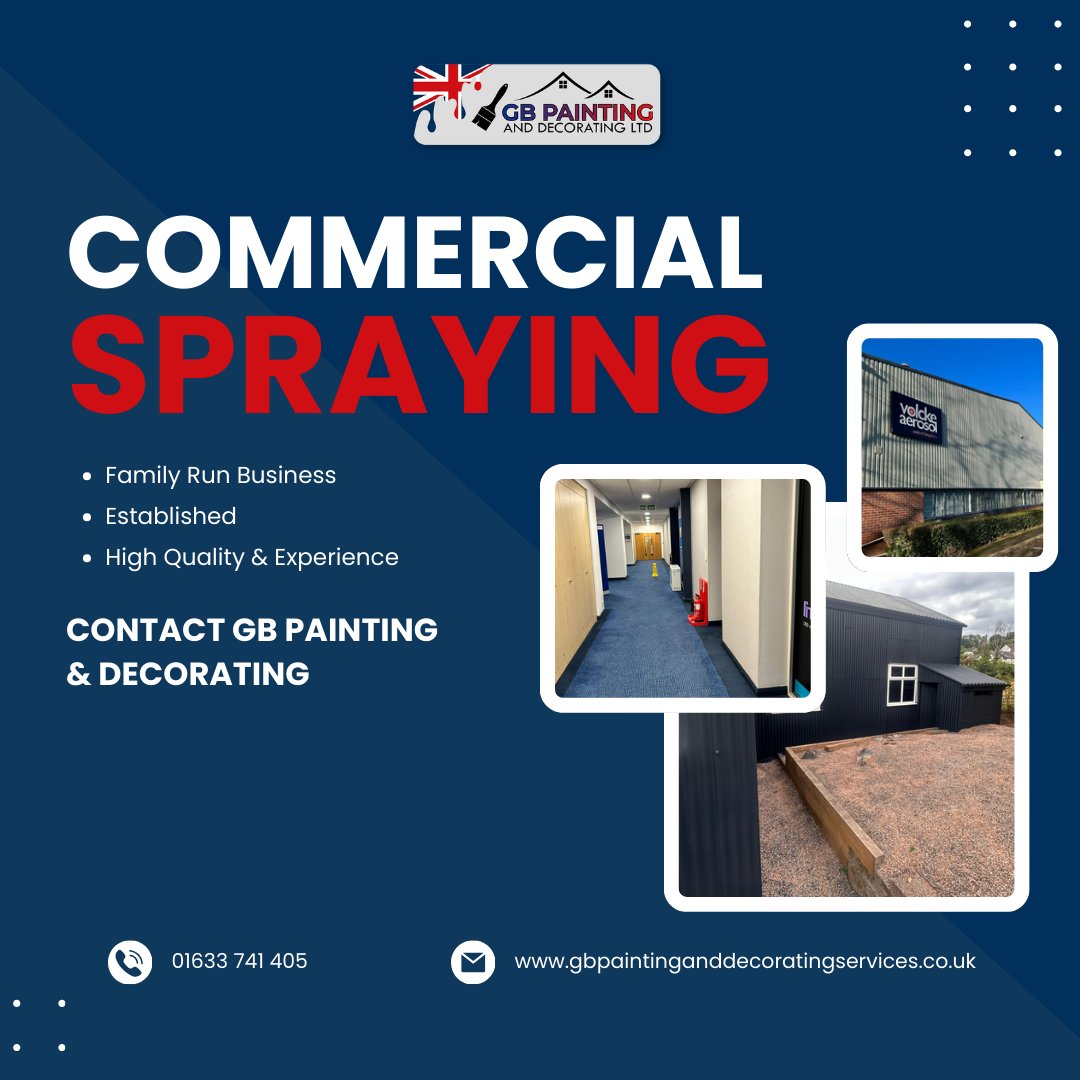 DecoratedGb's tweet photo. 🎨 Refresh your business with Commercial Respraying! Fast, flawless spray painting for offices, retail &amp; industrial spaces. Impress clients with a professional finish. 

📞 01633 741405

#CommercialRespraying #SprayPainting #BusinessRefresh https://t.co/wPzmKbjxef