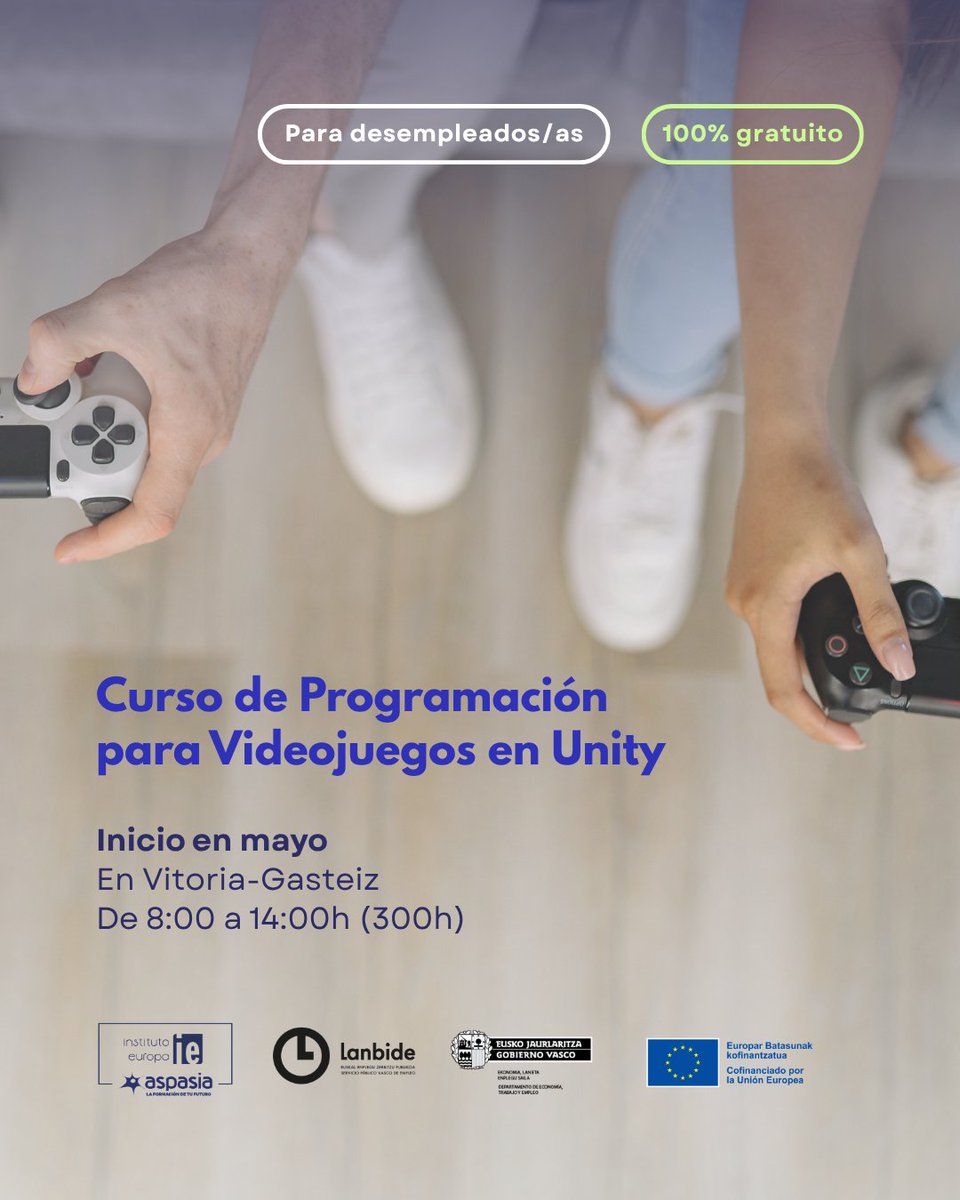 institutoeuropa's tweet image. #CursoGratuito ✅ de #Programación de #Videojuegos en #Unity 🎮

Si estás en #desempleo, ¡convierte tu pasión en una #salidaprofesional en #Vitoria!

Aprende a desarrollarlos con uno de los motores más utilizados 🚀

👉 Inicio en mayo

➡ acortar.link/jqlYmb

📞 945 564 098