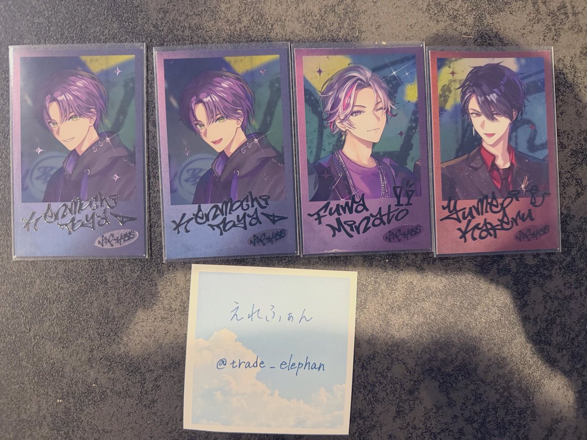 trade_elephan's tweet photo. VACHSS LIVE “THE TAKEOVER” チェキ カード  にじフェス

譲:画像1枚目

求:画像2枚目🩵
    🔫(口が開いている表情のもの)

纏めての方優先
郵送希望です https://t.co/qQ6ziEIjiv