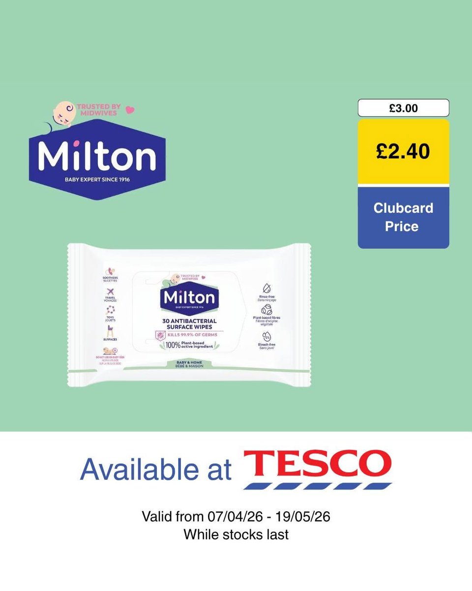Milton_baby's tweet image. Last chance to pick up these deals from your local @Tesco or online!

Offers end on Sunday.

#Ad @officialemmasdiary #cleaningtips #cleaning #pregnancy #pregnant #newbaby #baby #bargainhunter