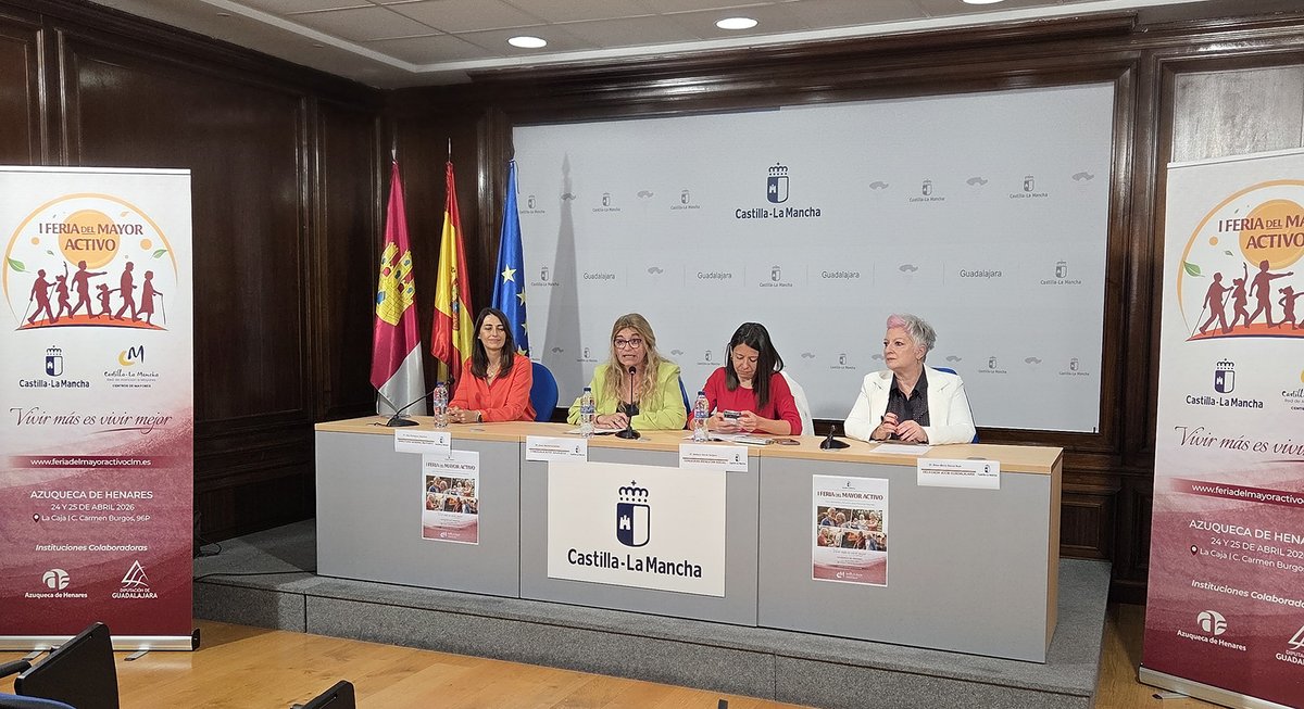 AytoAzuqueca's tweet photo. La Caja acogerá los días 24 y 25 de abril 🗓️la I Feria del Mayor Activo de Castilla-La Mancha. Durante su presentación, la consejera de Bienestar Social ha destacado el compromiso de #Azuqueca con las políticas sociales. https://t.co/LhSfVqQYoy https://t.co/82H0Y8Bf9z