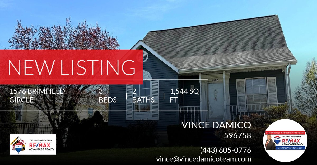 vincedamicoteam's tweet photo. 📍 New Listing 📍 Take a look at this fantastic new property that just hit the market located at 1576 Brimfield Circle in Sykesville. Reach out here or at (443) 605-0776 for more information

The Vince Damico Team
RE/MAX Advantage ... https://t.co/3EcCQOsGIS https://t.co/FJvVFhyMnm