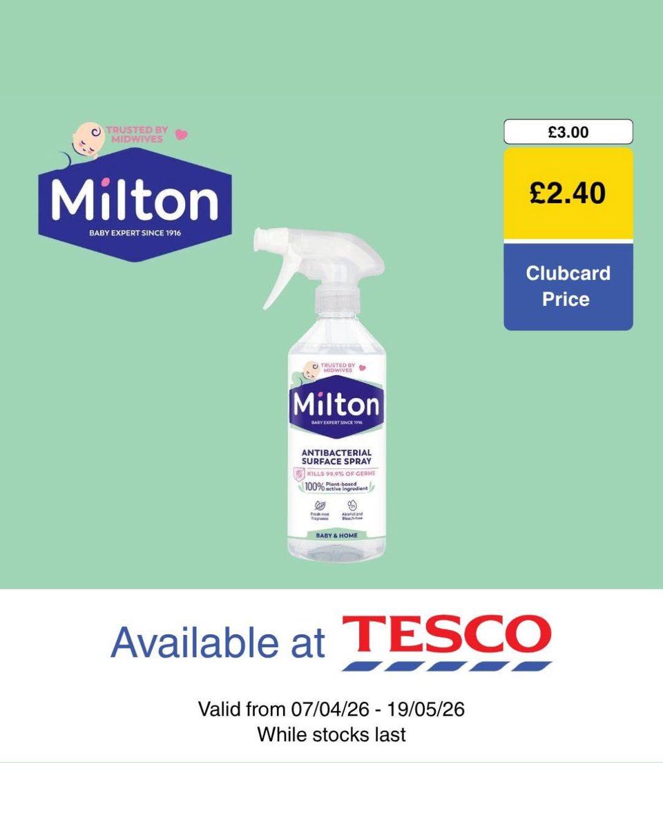 Milton_baby's tweet image. Last chance to pick up these deals from your local @Tesco or online!

Offers end on Sunday.

#Ad @officialemmasdiary #cleaningtips #cleaning #pregnancy #pregnant #newbaby #baby #bargainhunter