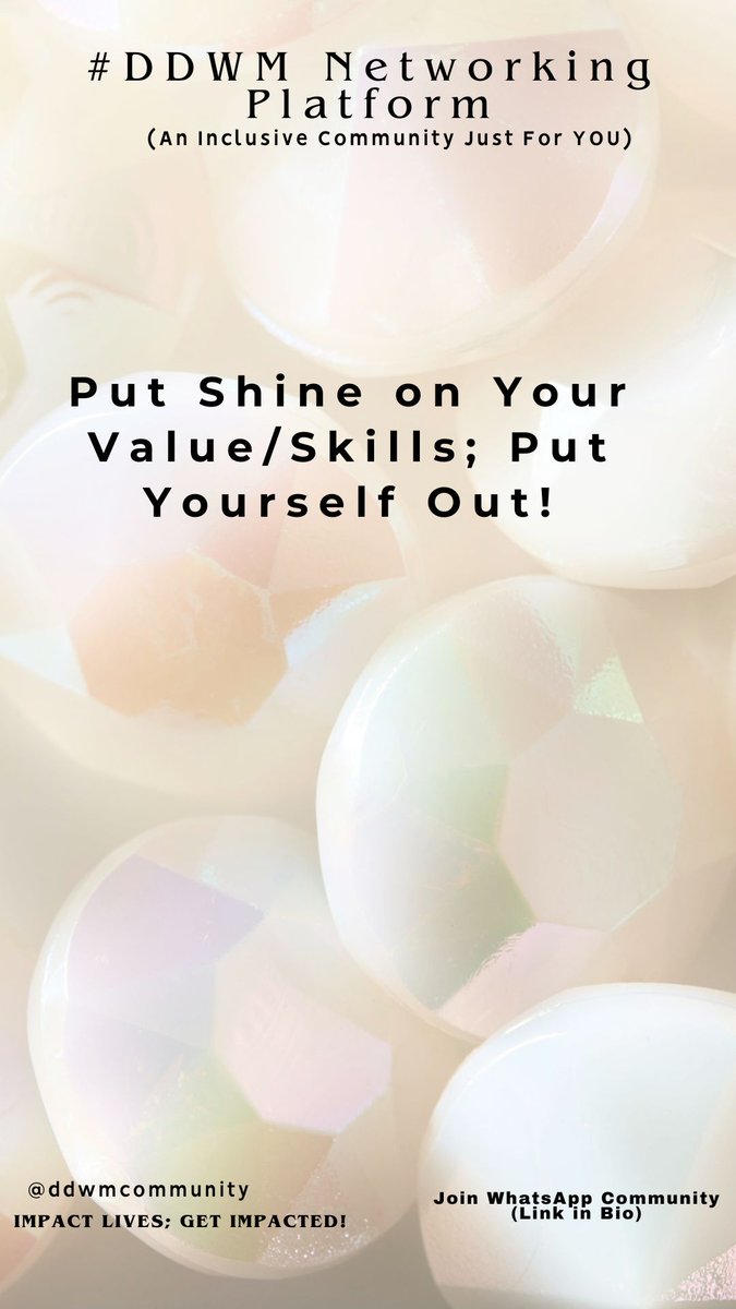 You are your best advocate. ✨

It’s easy to do the work, but it’s a skill to make sure that work is seen.
Don't just hold your value; put some shine on it!

CTA: Join a community that celebrates your growth. Link in bio to join our WhatsApp group! 🔗

 #DDWMcommunity