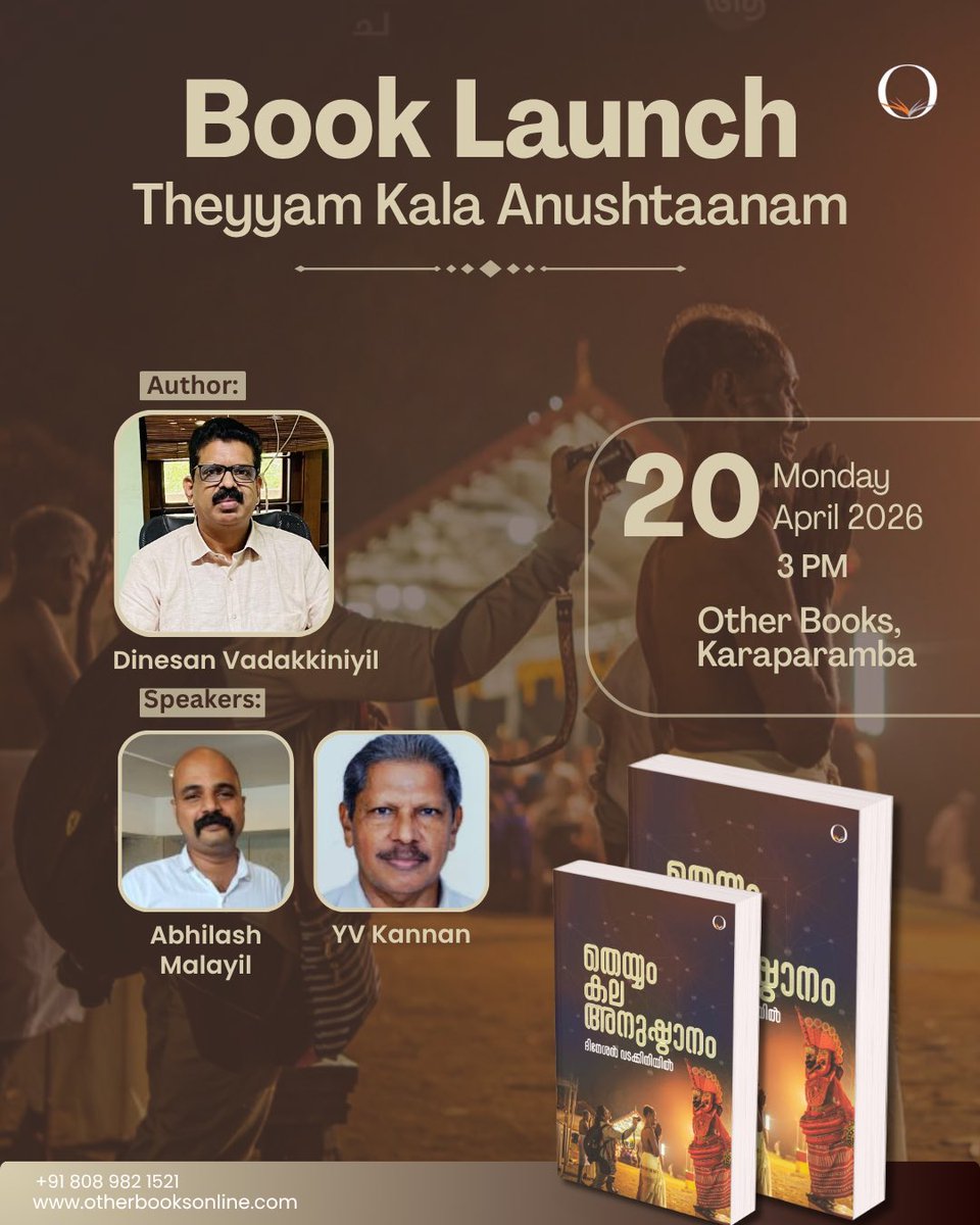 We are delighted to announce the launch of Theyyam Kala Anushtaanam.

Date: 20 April 2026, Monday
Time: 3 PM
Venue: Other Books