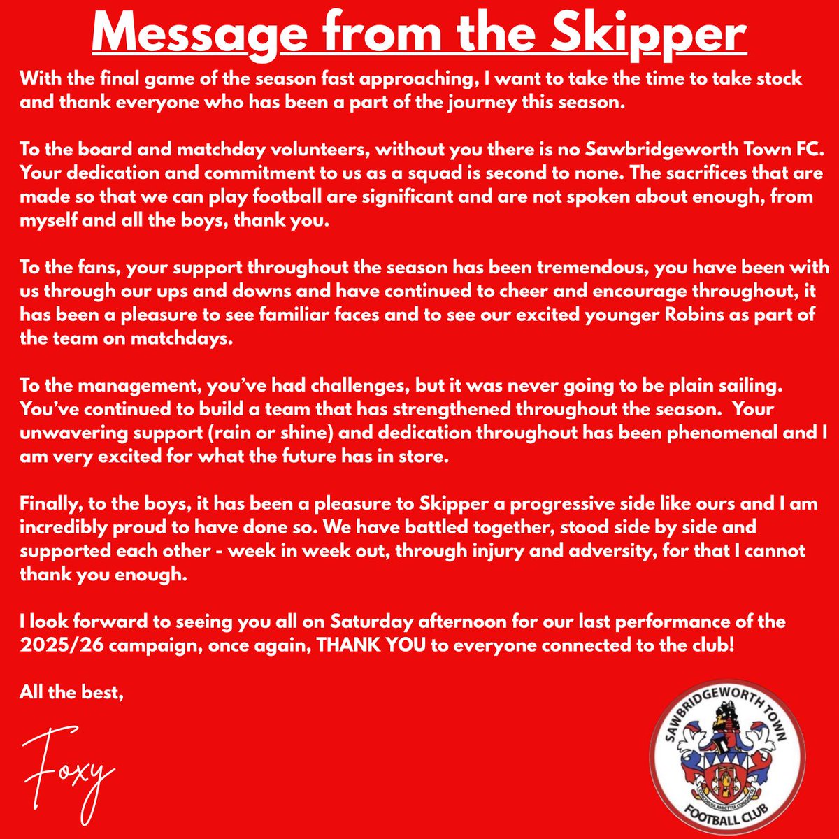 Sawbridgeworth Town FC tweet media