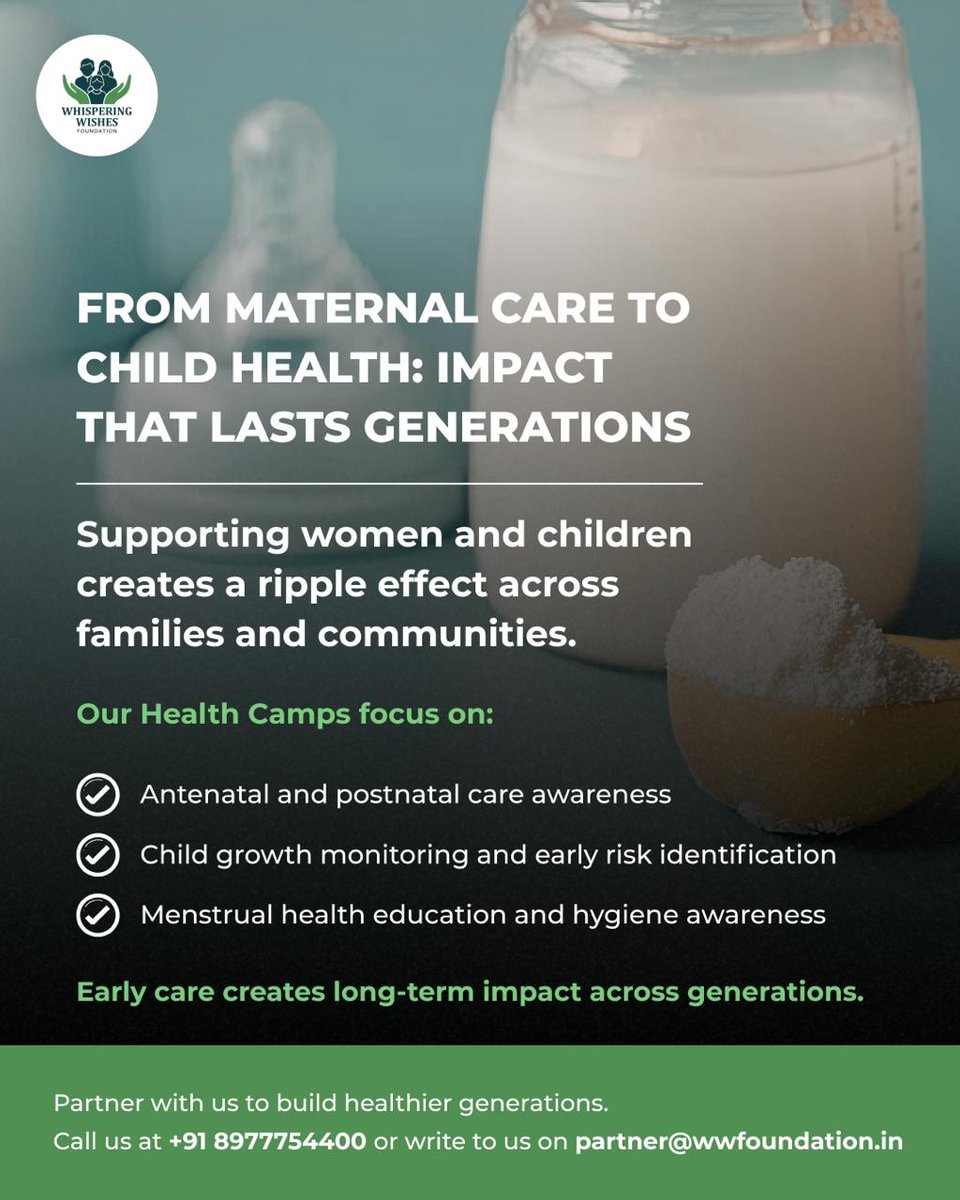 WWishesInd's tweet photo. Whispering Wishes Foundation is providing healthy beginnings that will shape stronger futures.

Join us in building a healthy tomorrow! Call +91 8977754400 or write to partner@wwfoundation.in

#WhisperingWishesFoundation #Health #CSR #NGO #CommunityHealth https://t.co/VDhZTNxWZR